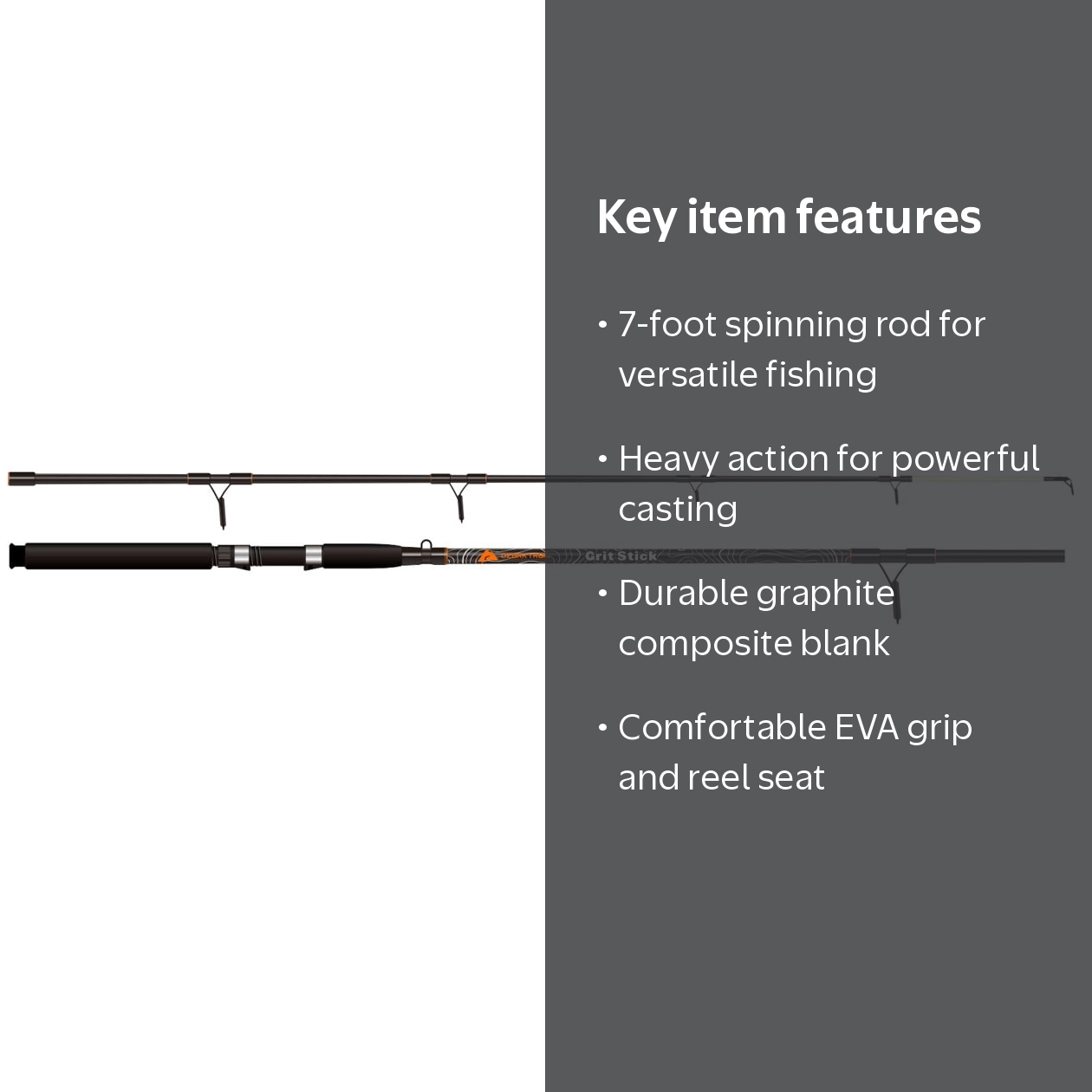 Ozark Trail Grit Stick Spinning Fishing Rod 7ft Heavy Action 2