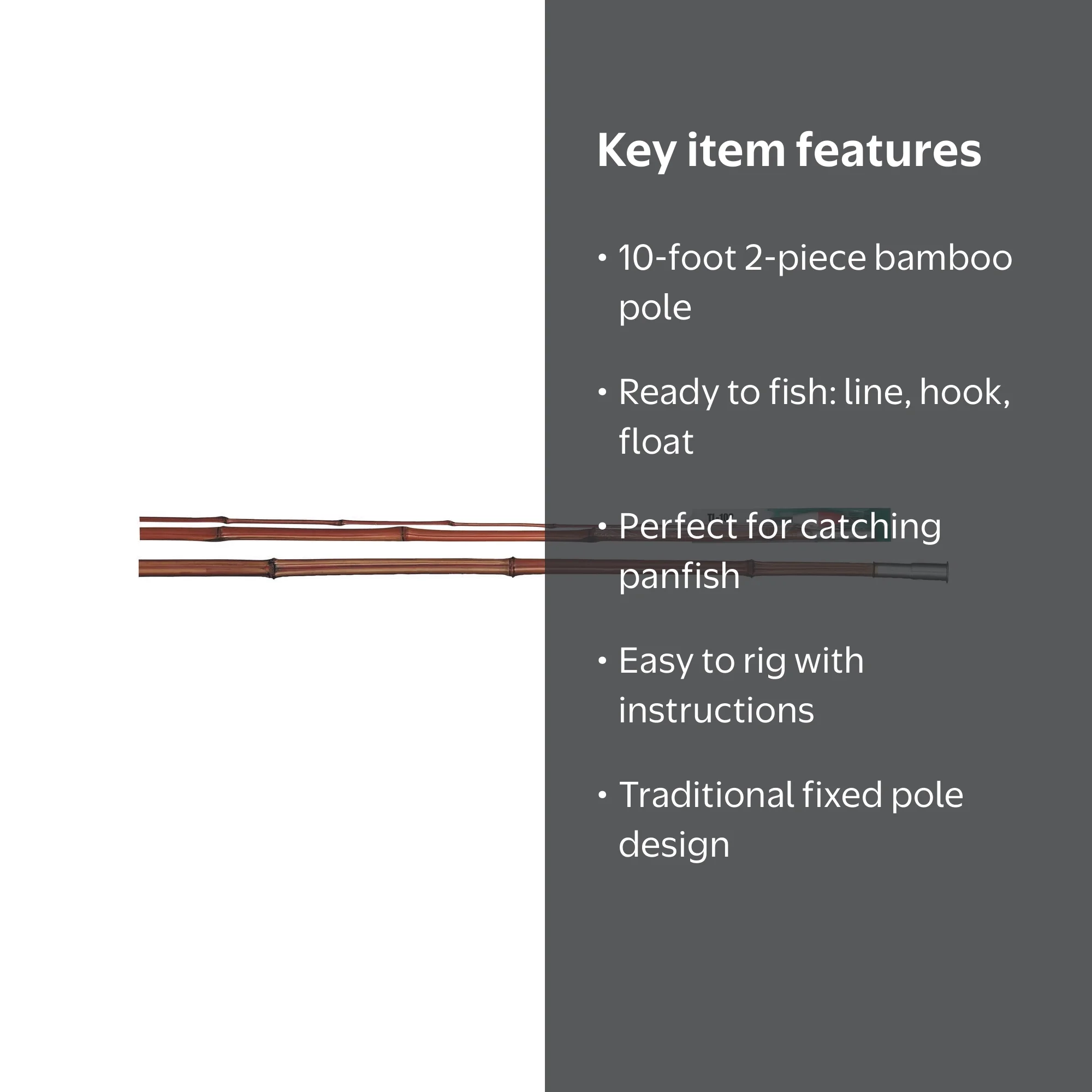 B'n'M Pole Company 10' Jointed Bamboo Fishing Rod - Walmart.com