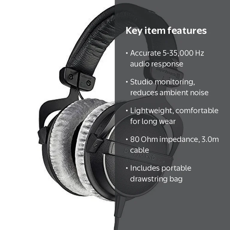 beyerdynamic DT 770 PRO 80 Ohm Over-Ear Studio Headphones, Gray