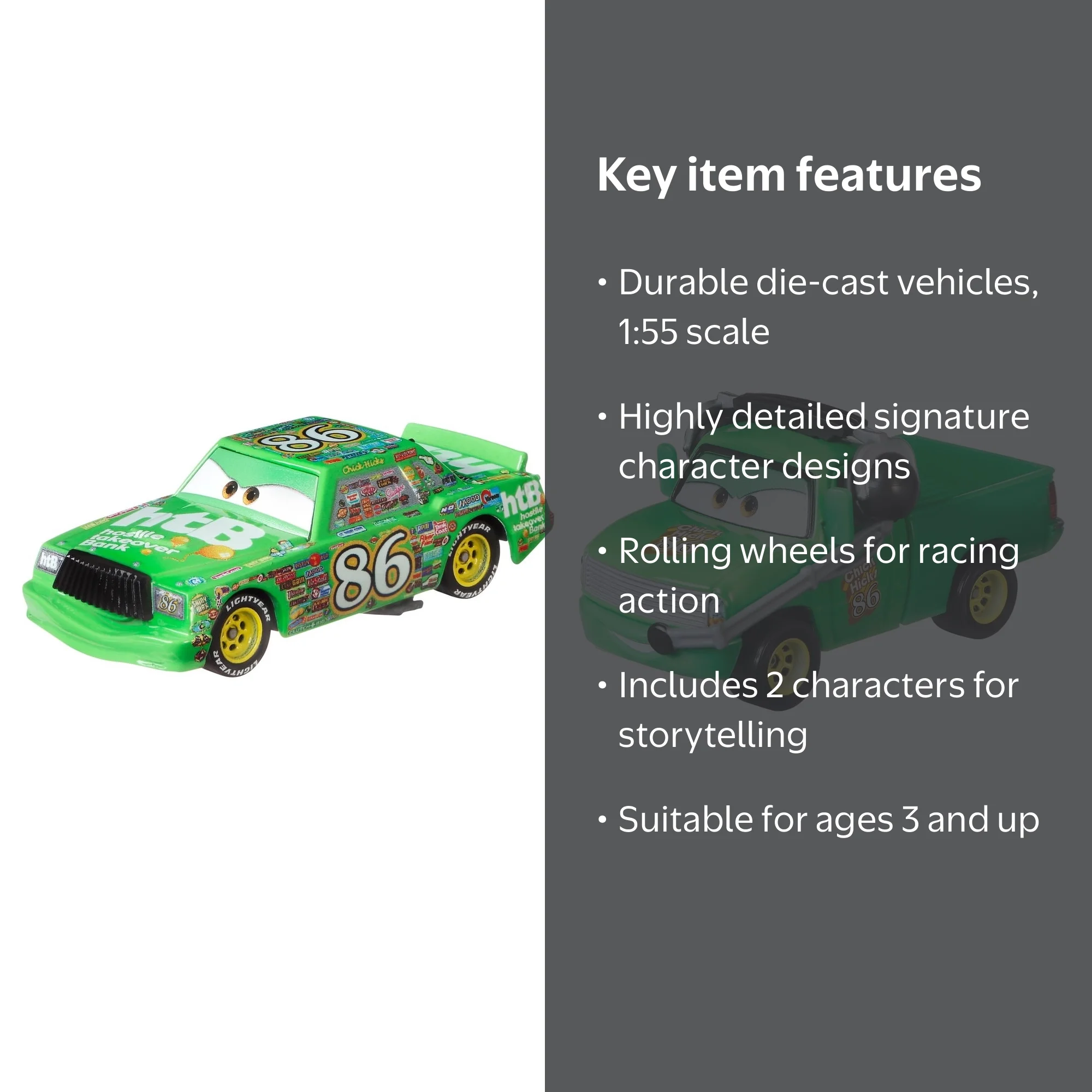 Disney Pixar Cars Chick Hicks & Crew Chief Chick 2-Pack Toy Racers