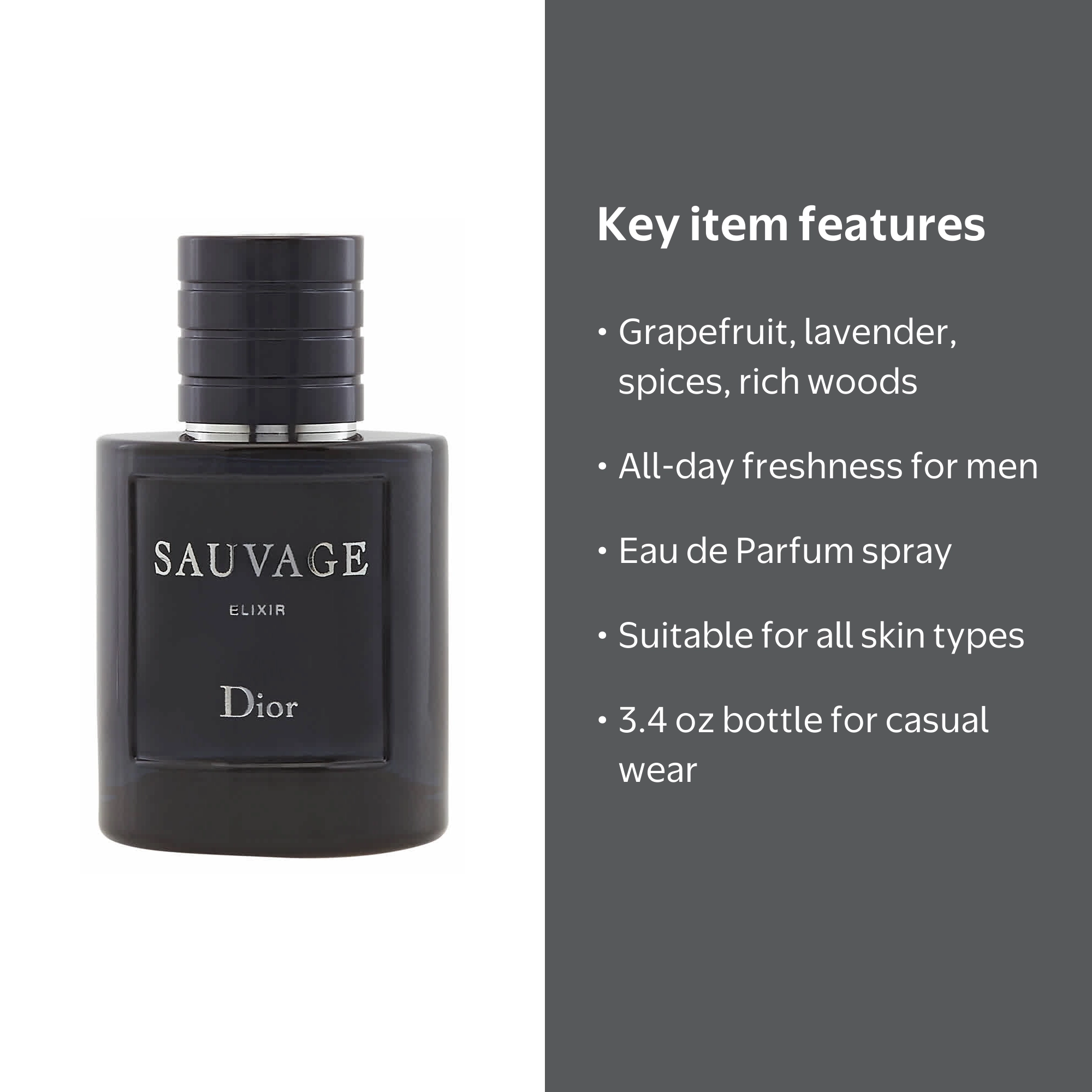 Dior Sauvage Elixir Spray, Men's Perfume, 3.4 oz, 2021 Launch