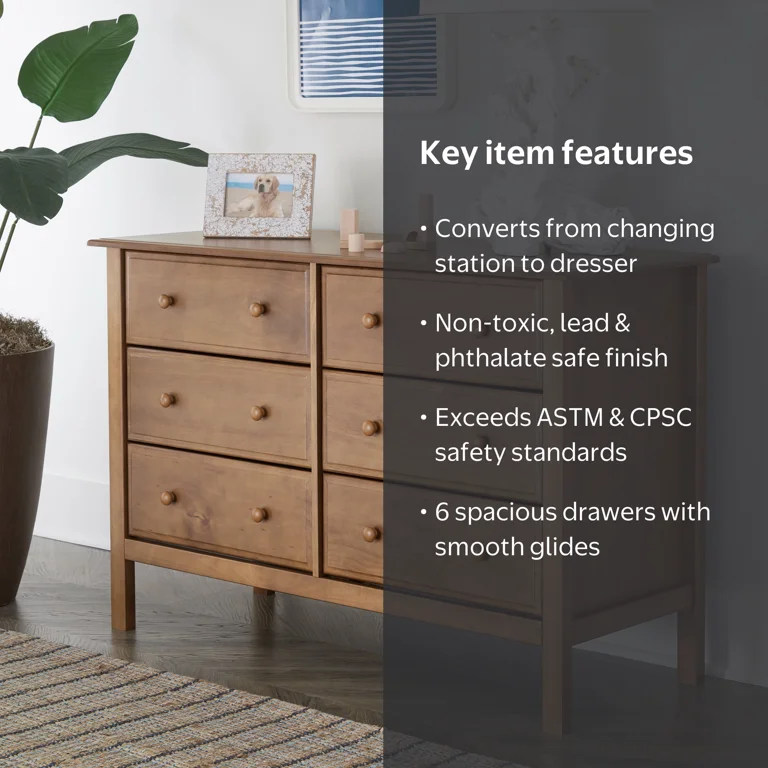 DaVinci, Double Dresser, Chestnut, 6-Drawer Nursery Storage