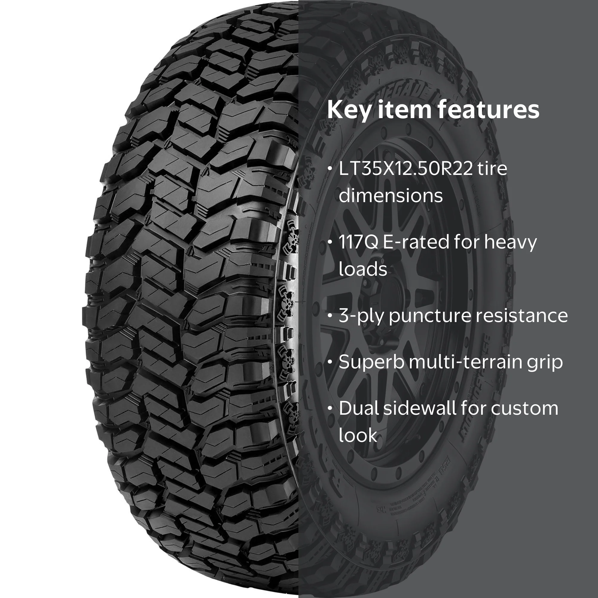 Radar Renegade R/T+ Rugged Terrain LT35X12.50R22 117Q E Light