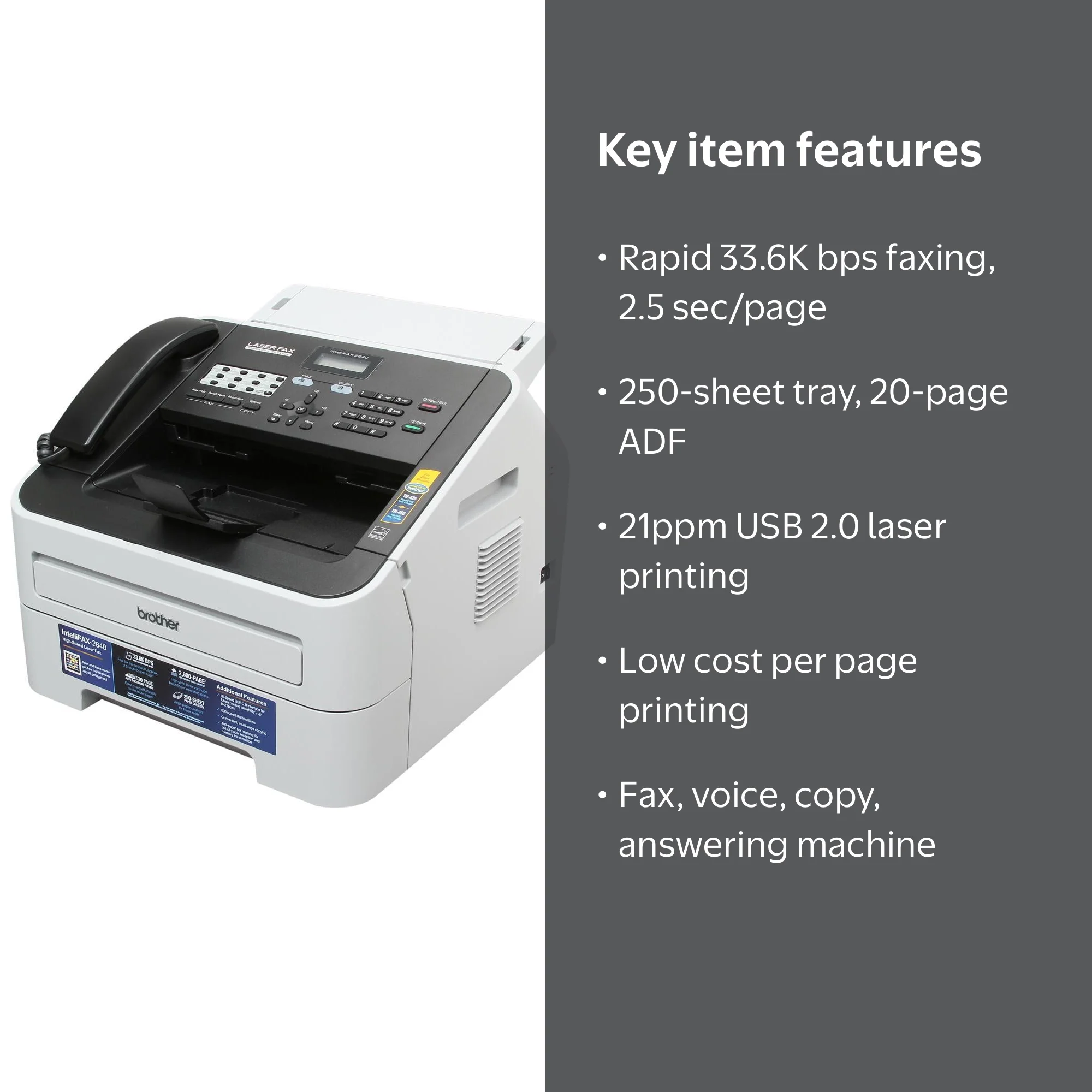 Brother IntelliFAX FAX2840 High-Speed Laser Fax Machine - Walmart.com