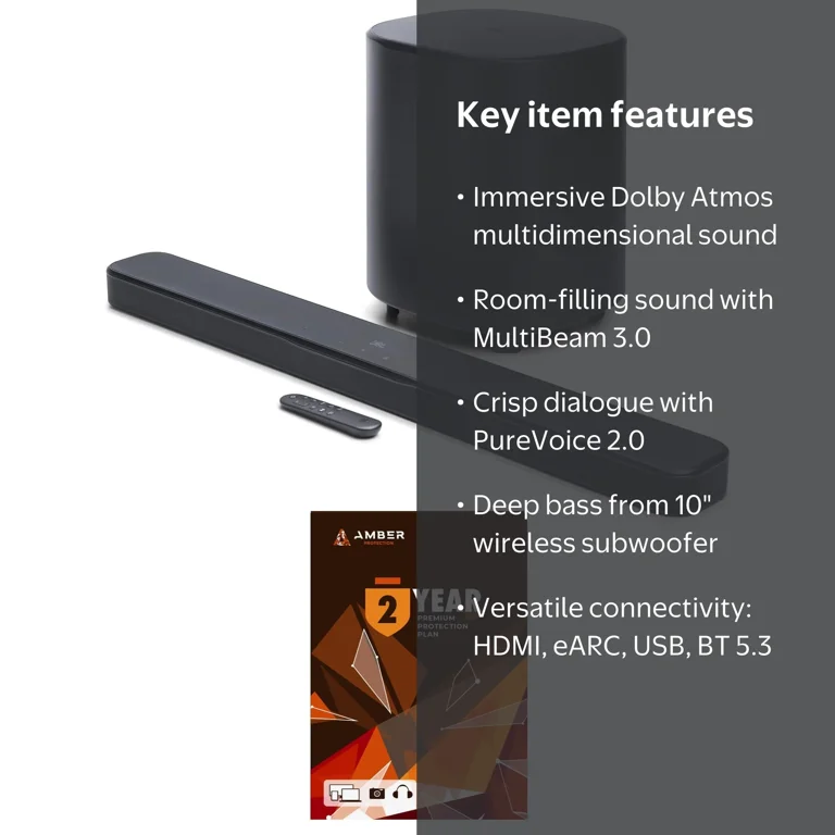 JBL, Dolby Atmos Soundbar, BAR-500-MK2 with 10