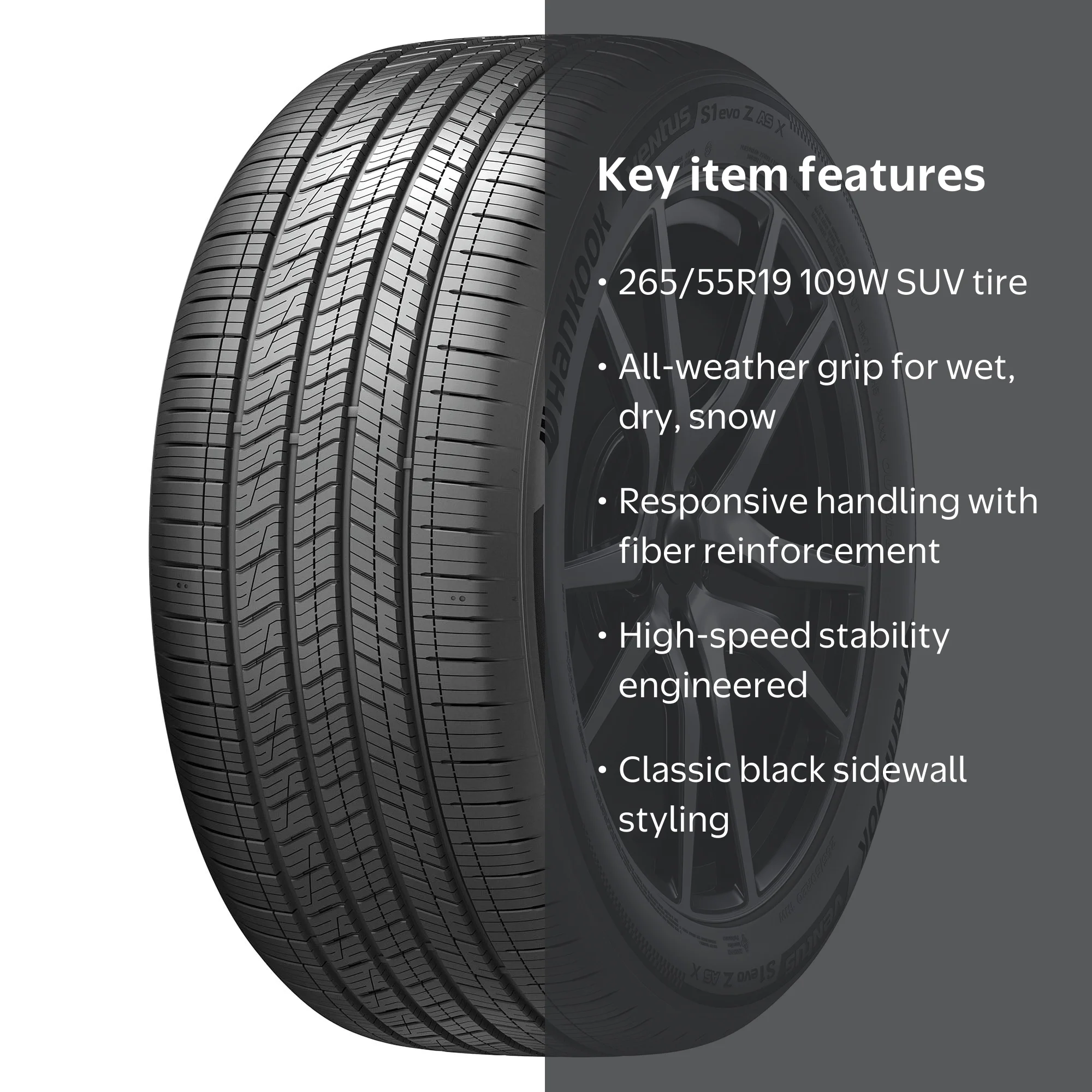 Hankook Ventus S1 evo Z AS X SUV Tire, All Season, 265/55R19 109W
