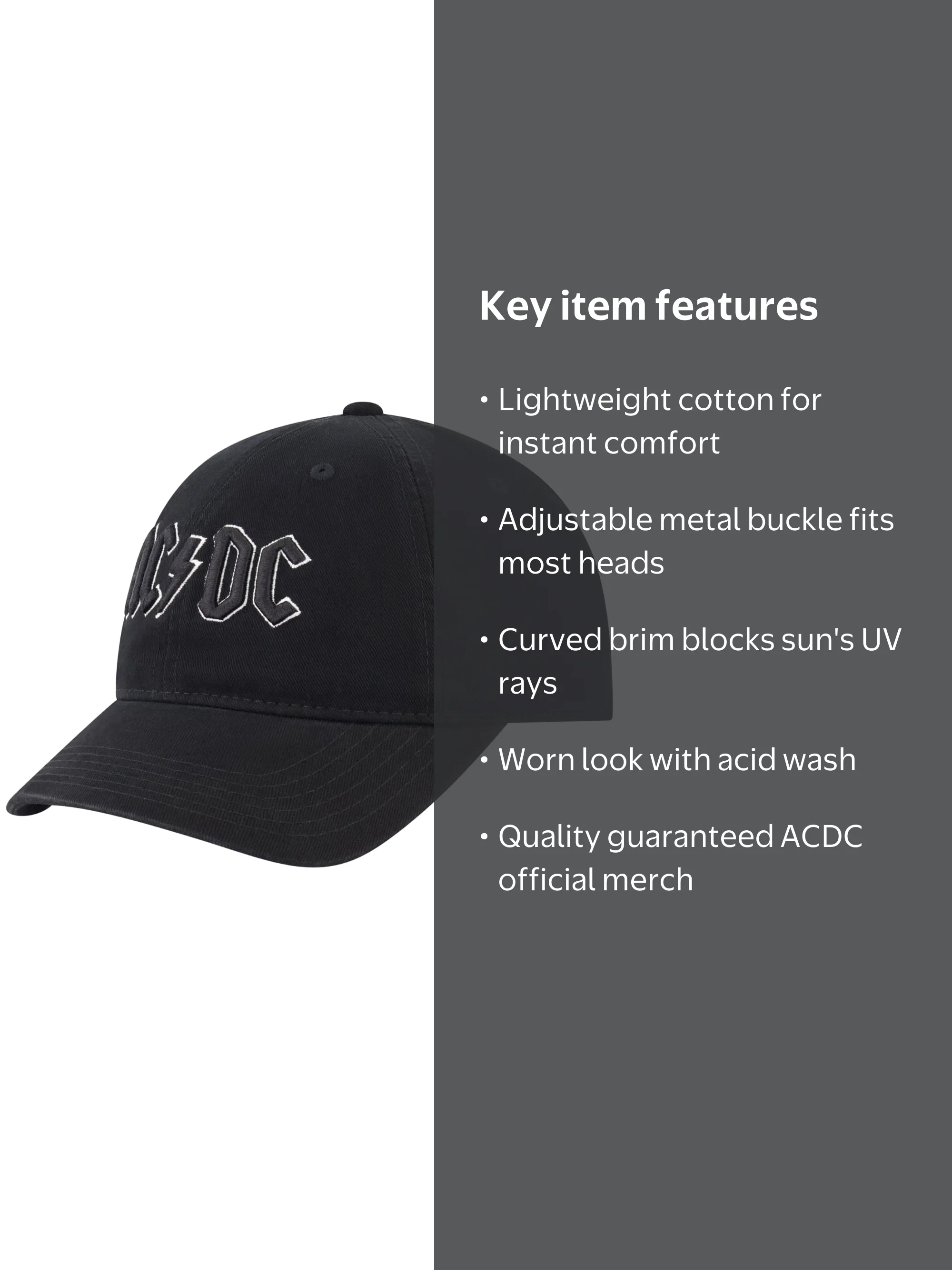 ACDC Acid Washed Baseball Hat - Walmart.com