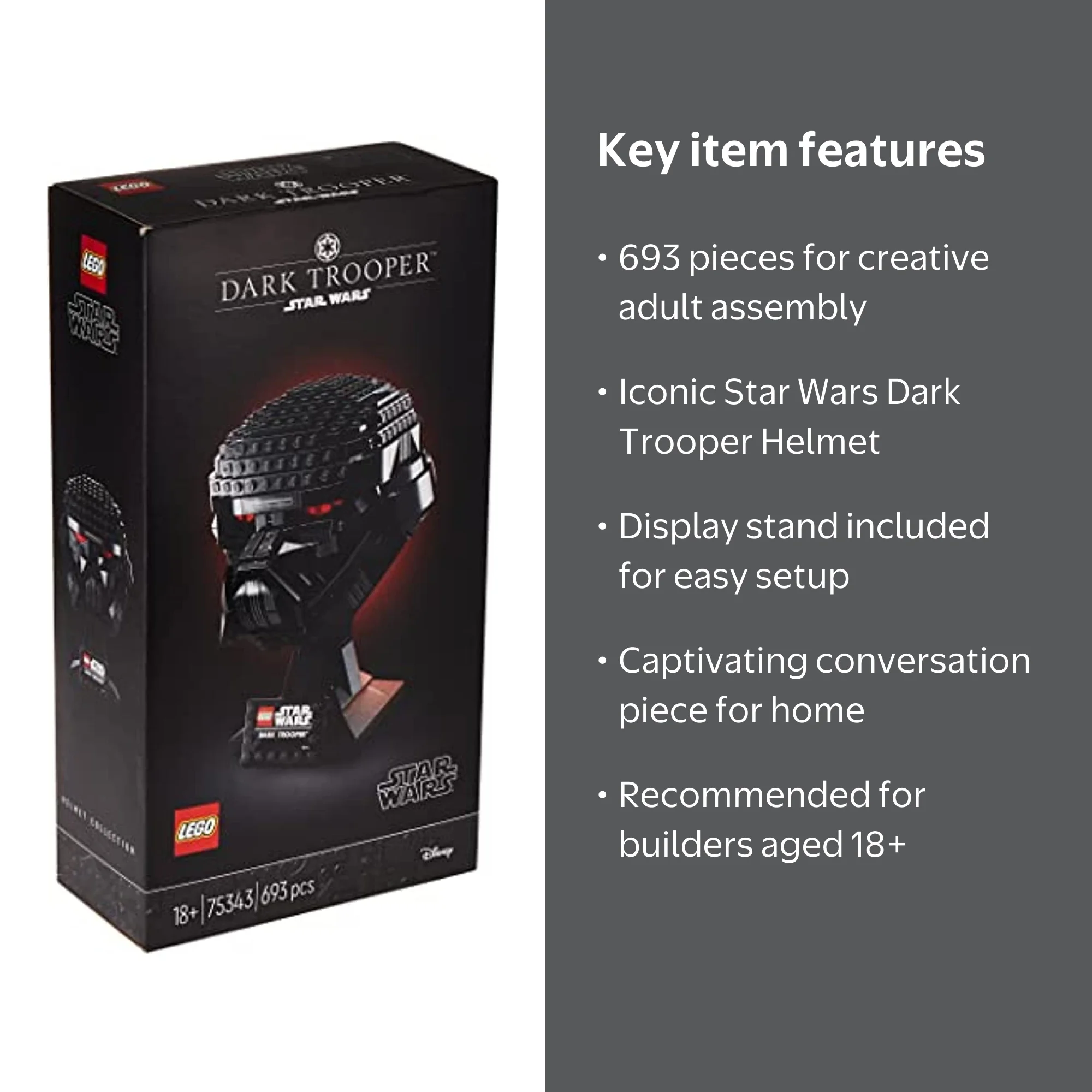 Lego Star Wars 75343 Dark Trooper Helmet - Buildable Collectors