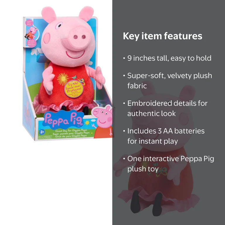 Peppa Pig Great Day for Giggles Plush with Sound, 9-inch