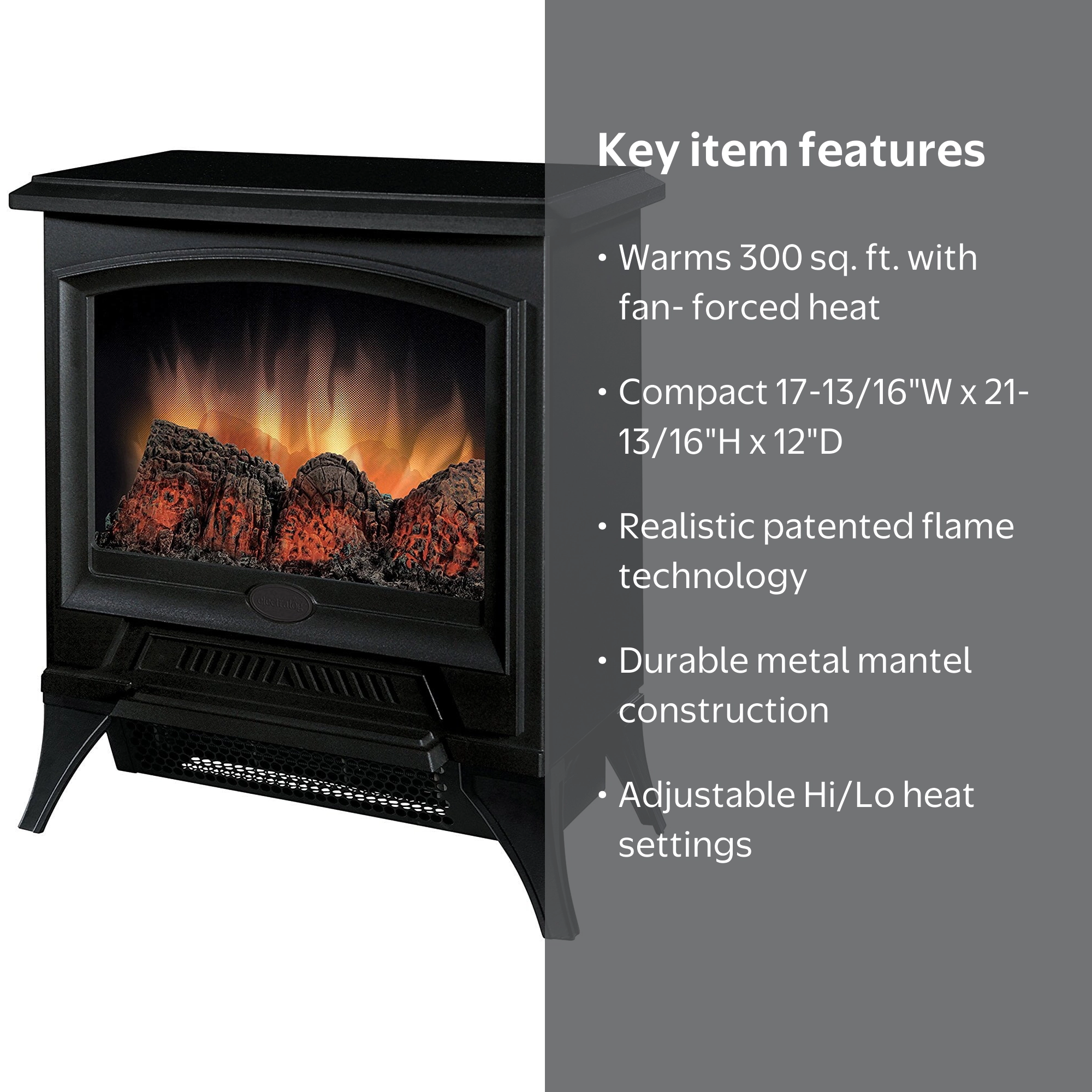 Dimplex Tristan 17-13/16 in. W 300 sq. ft. Black Casual Electric