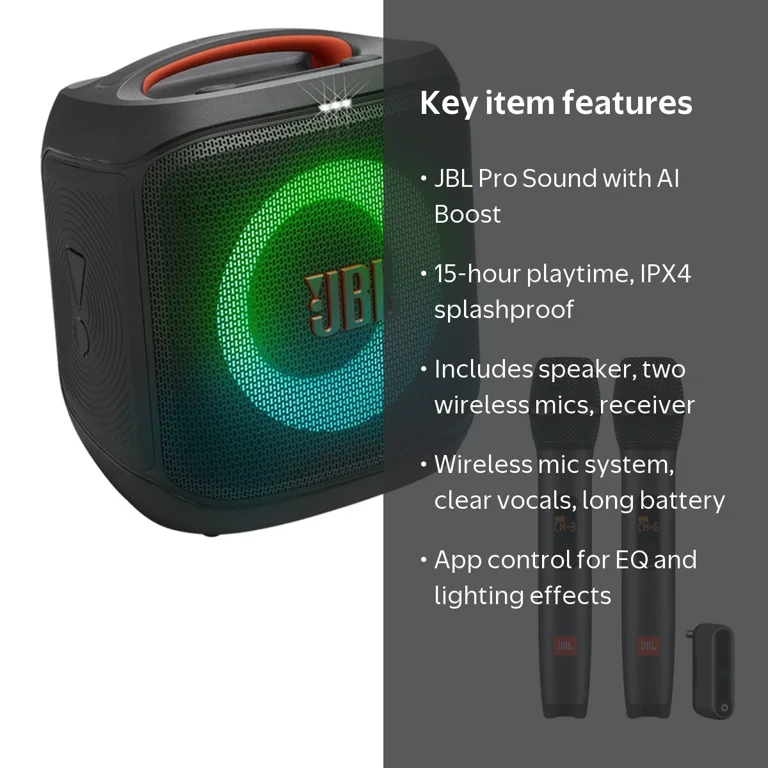 JBL PartyBox Encore Essential 2 Portable Party Speaker Bundle with