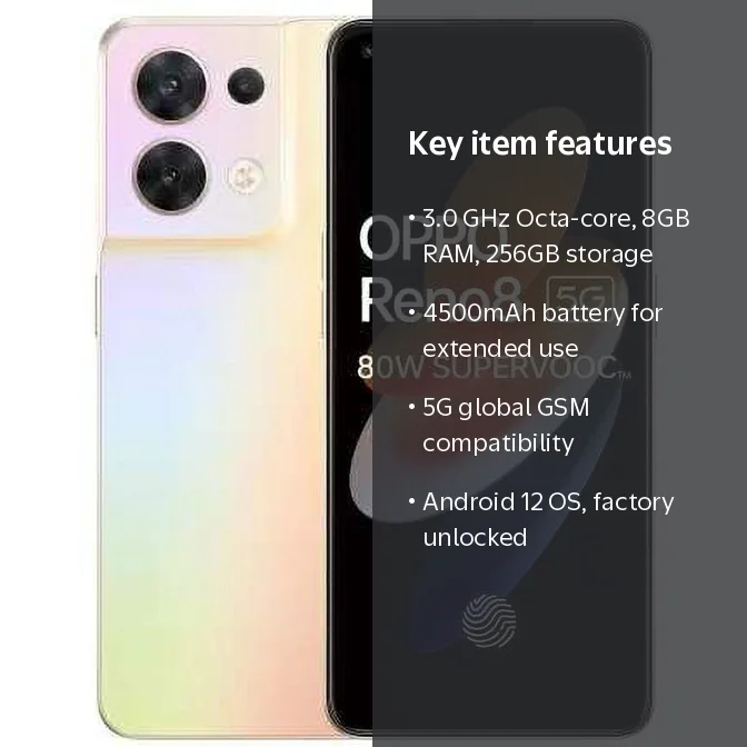 OPPO Reno8 グレー デュアルカメラ OPPO Reno 8 DUAL SIM 256GB ROM + 8GB RAM (GSM ONLY | NO CDMA