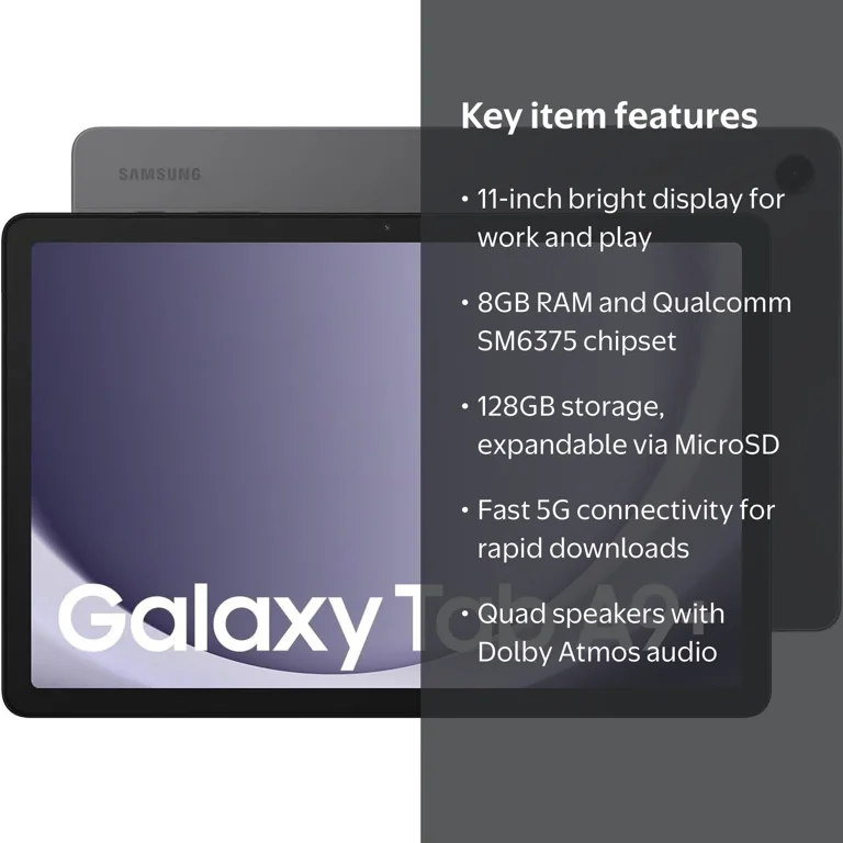 Samsung Galaxy Tab A9+ Plus 5G, 11-inch, 128GB, 8GB RAM