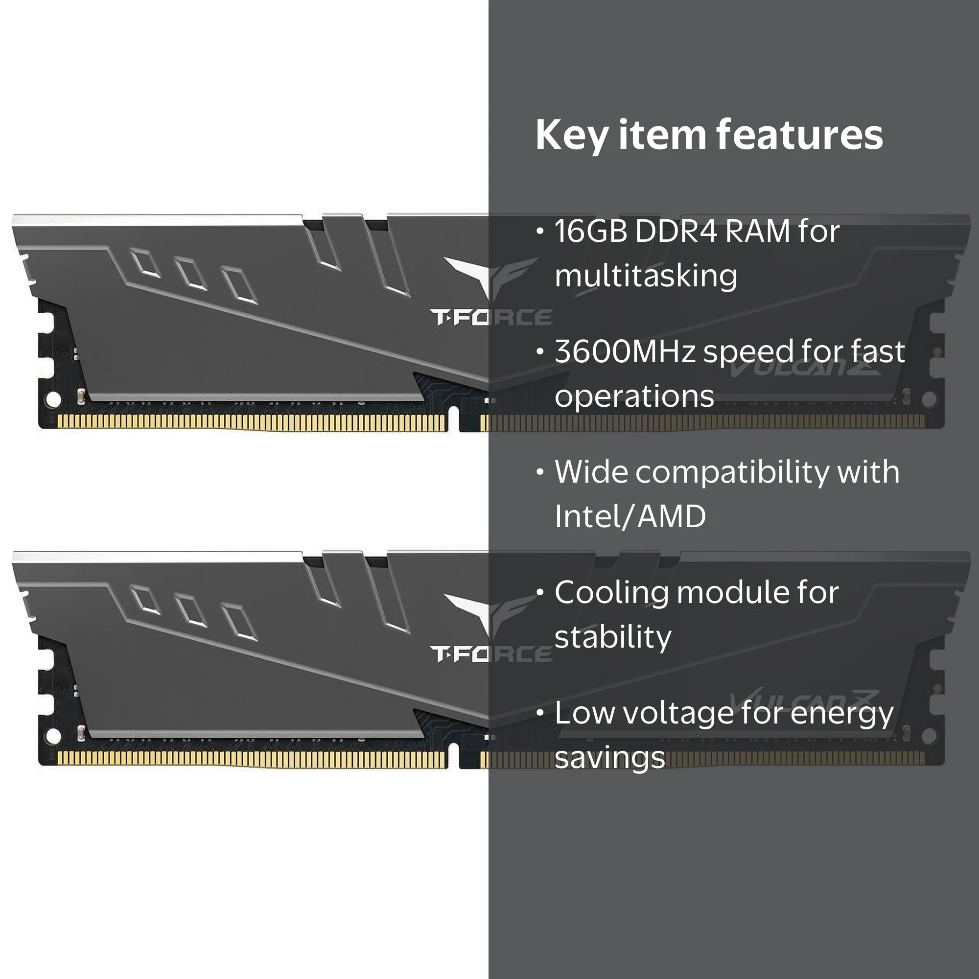 TEAMGROUP T-FORCE VULCAN Z RAM, 16GB (2x8GB), DDR4 3600, CL18