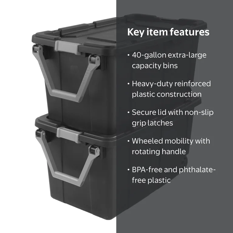 Sterilite Extra-Large Wheeled Industrial Storage Bin, 40 Gallon