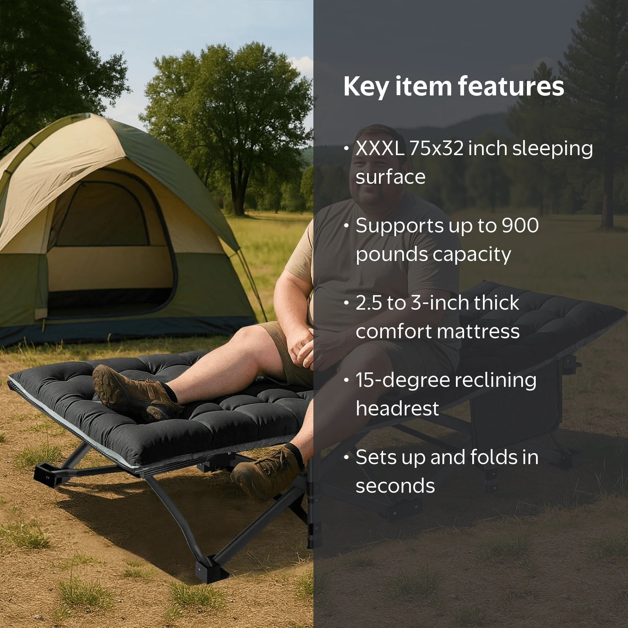 SERABETTO Oversized Camping Cot,XXXL-83*32in Folding Camping Cot