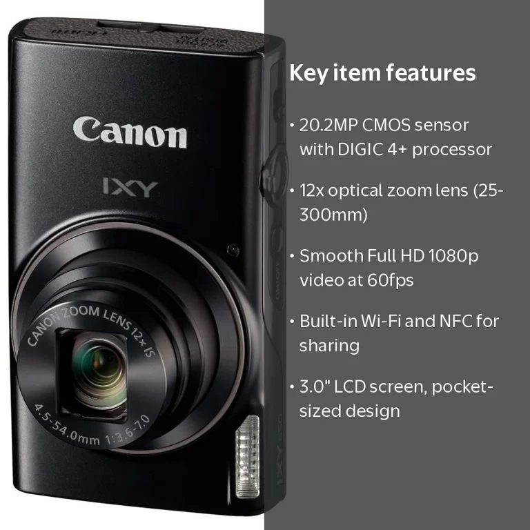 Canon PowerShot IXY 650 (ELPH 360) HS Digital Camera (Black) with