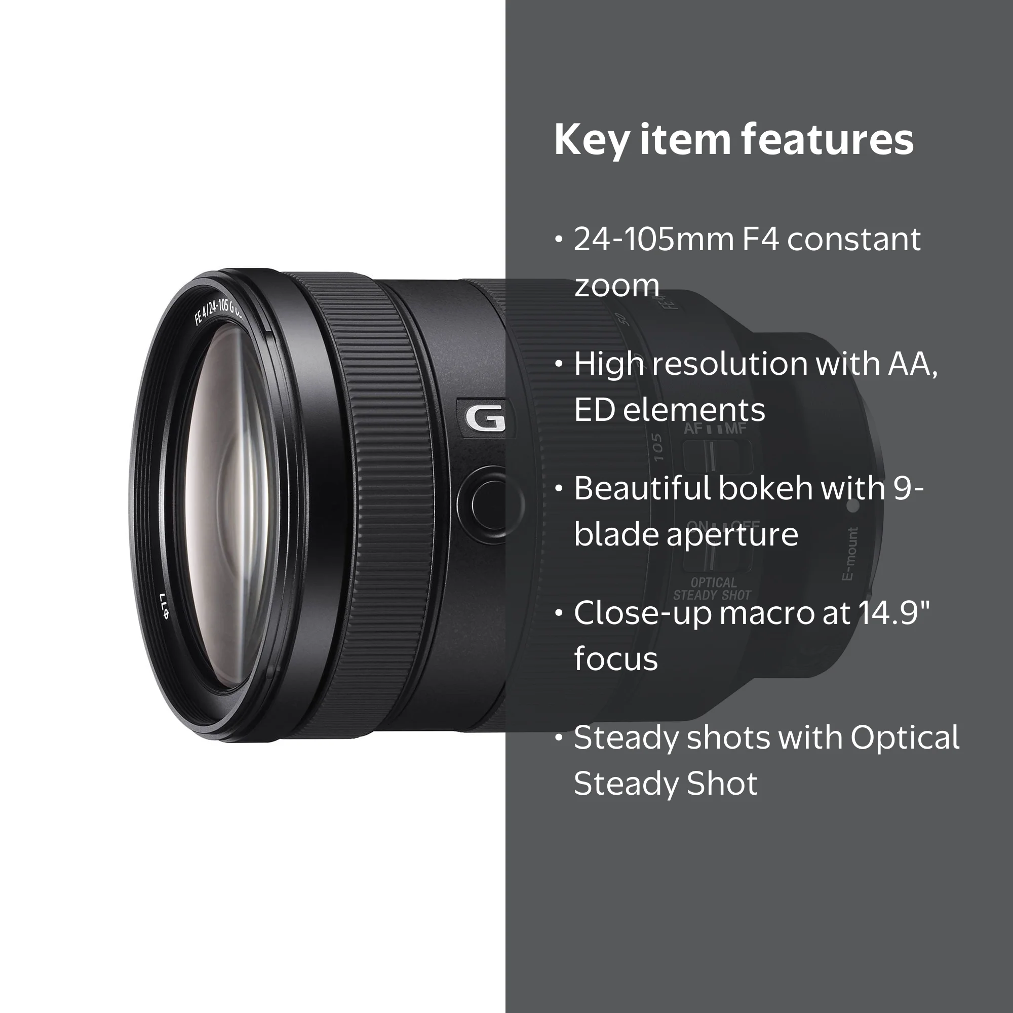Sony - FE 24-105mm F4 G OSS Standard Zoom DSLR Camera Lens