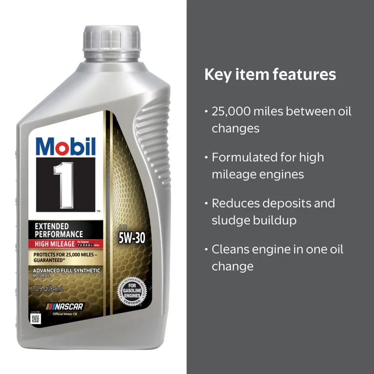 Mobil 1 Extended Performance High Mileage Full Synthetic Motor Oil