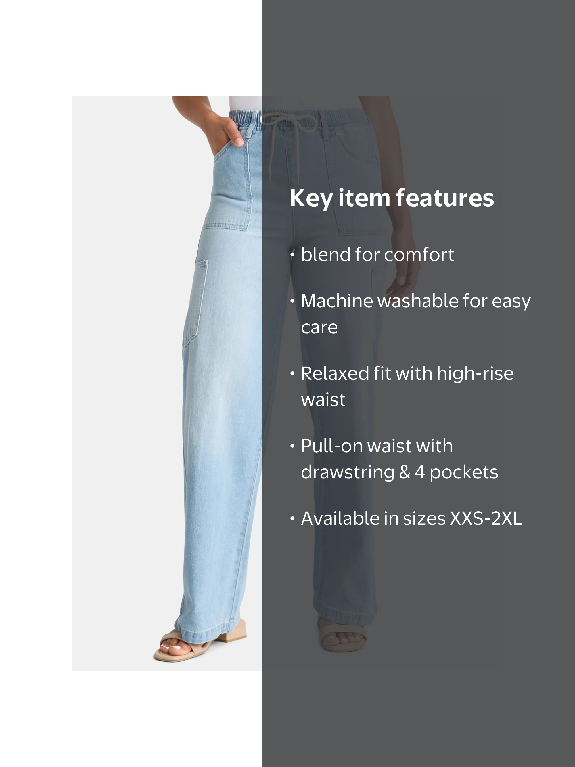 Madden NYC Women's Drawstring Utility Jeans, 32'' Inseam, Sizes