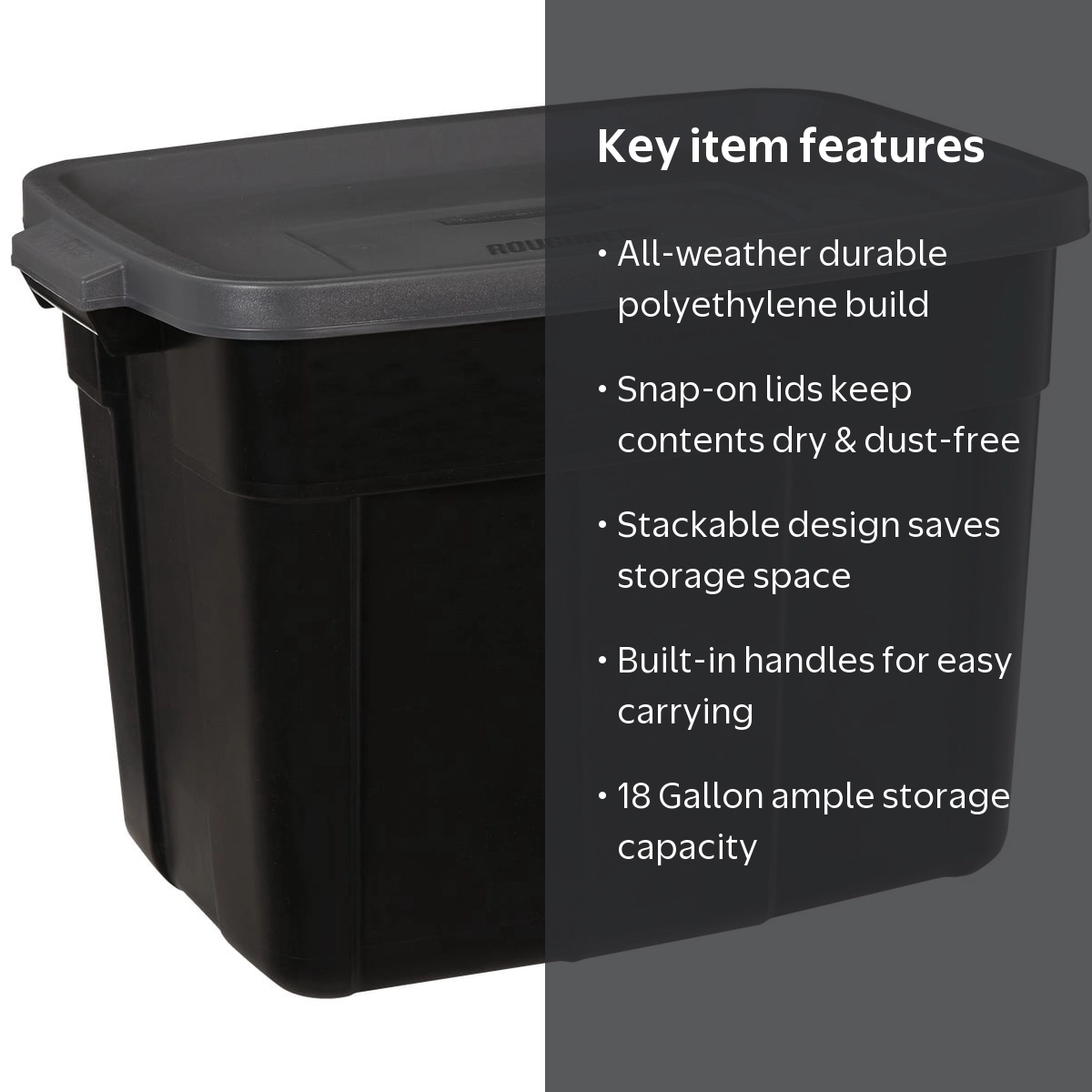 その他 Rubbermaid RoughneckStorage Box, 18 gal Rubbermaid Roughneck Storage Box - Stackable - 18 Gal, Black