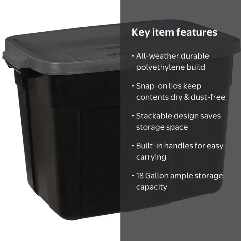 その他 Rubbermaid RoughneckStorage Box, 18 gal Rubbermaid Roughneck Storage Box - Stackable - 18 Gal, Black