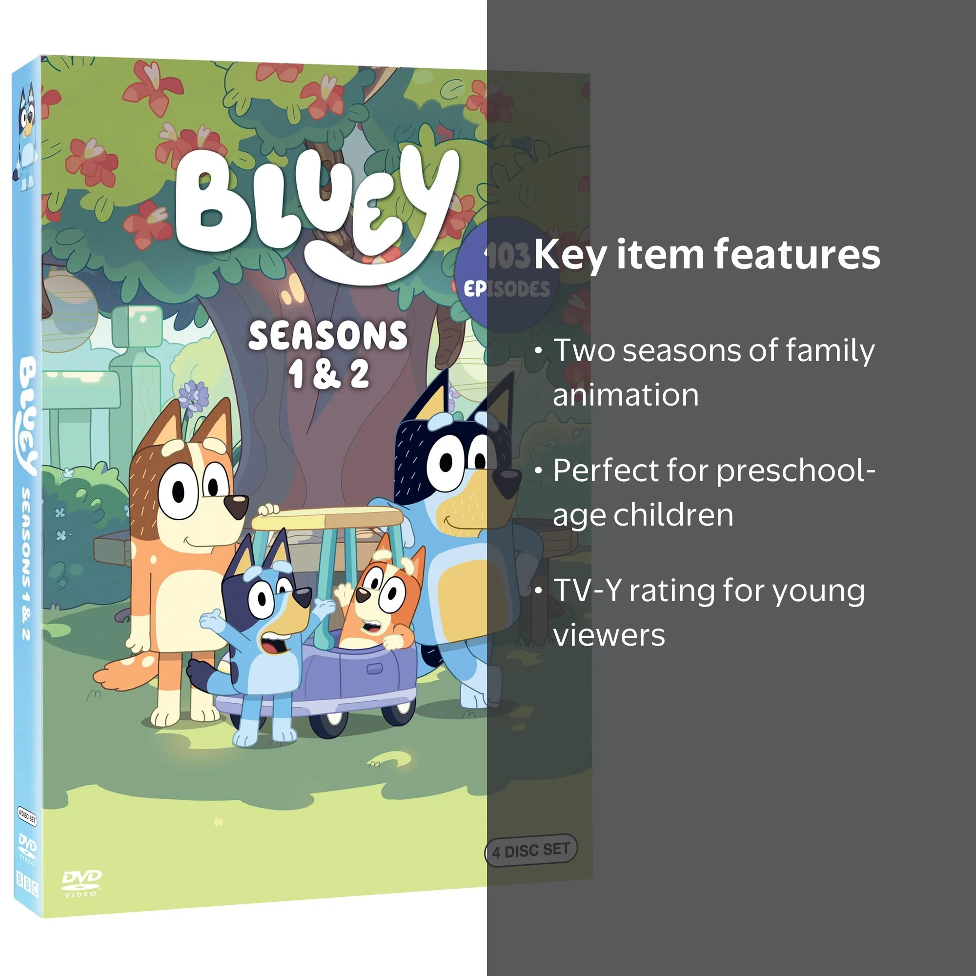 Bluey: Seasons 1 & 2 DVD, Collection, Cartoon Family TV-Y