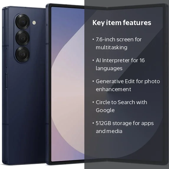 Restored Samsung Galaxy Z Fold 6, 256GB, Navy Blue, Unlocked