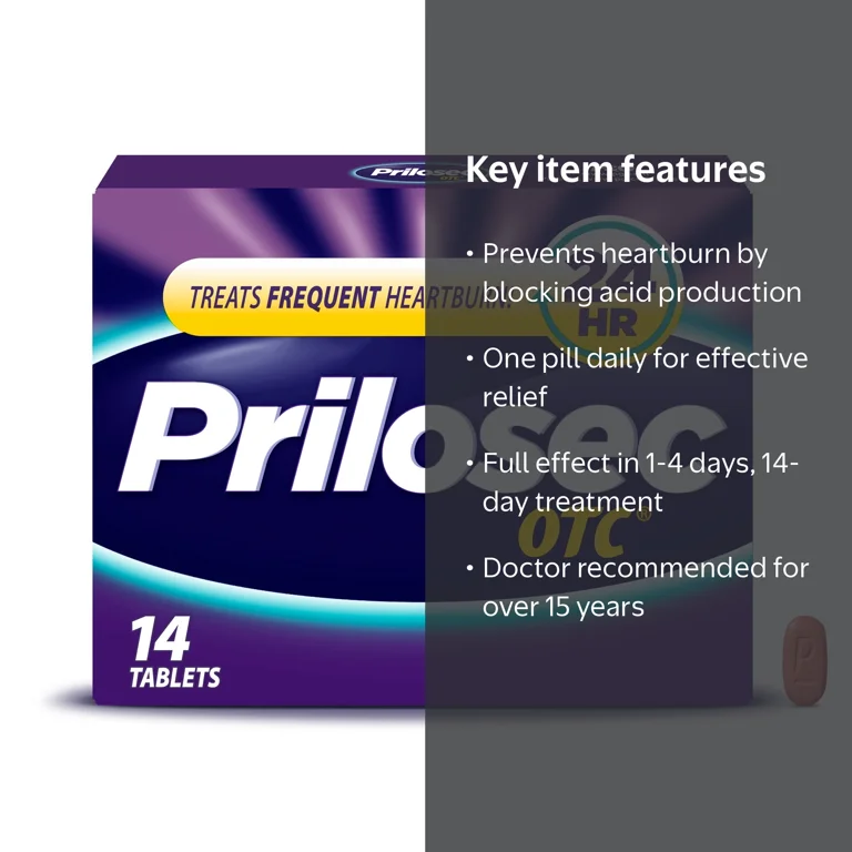 Prilosec OTC Omeprazole 20mg Acid Reducer, Frequent Heartburn