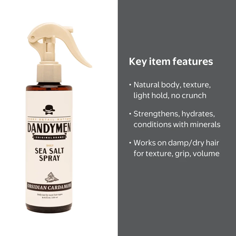 DANDYMEN COLLECTION Light Hold Sea Salt Spray 8.45 fl oz Obsidian