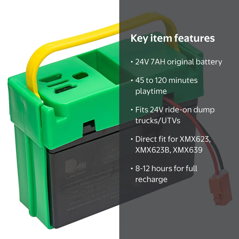 24V 7Ah Replacement Battery for 24 Volt Ride on Dump Truck Car