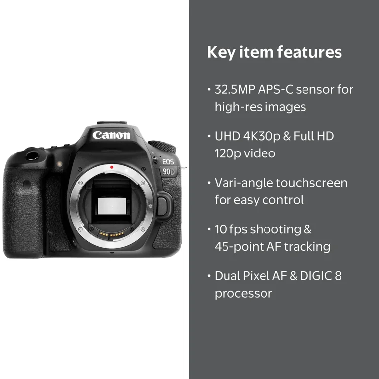 Canon EOS 90D Versatile DSLR Camera with 32.5MP APS-C CMOS Sensor