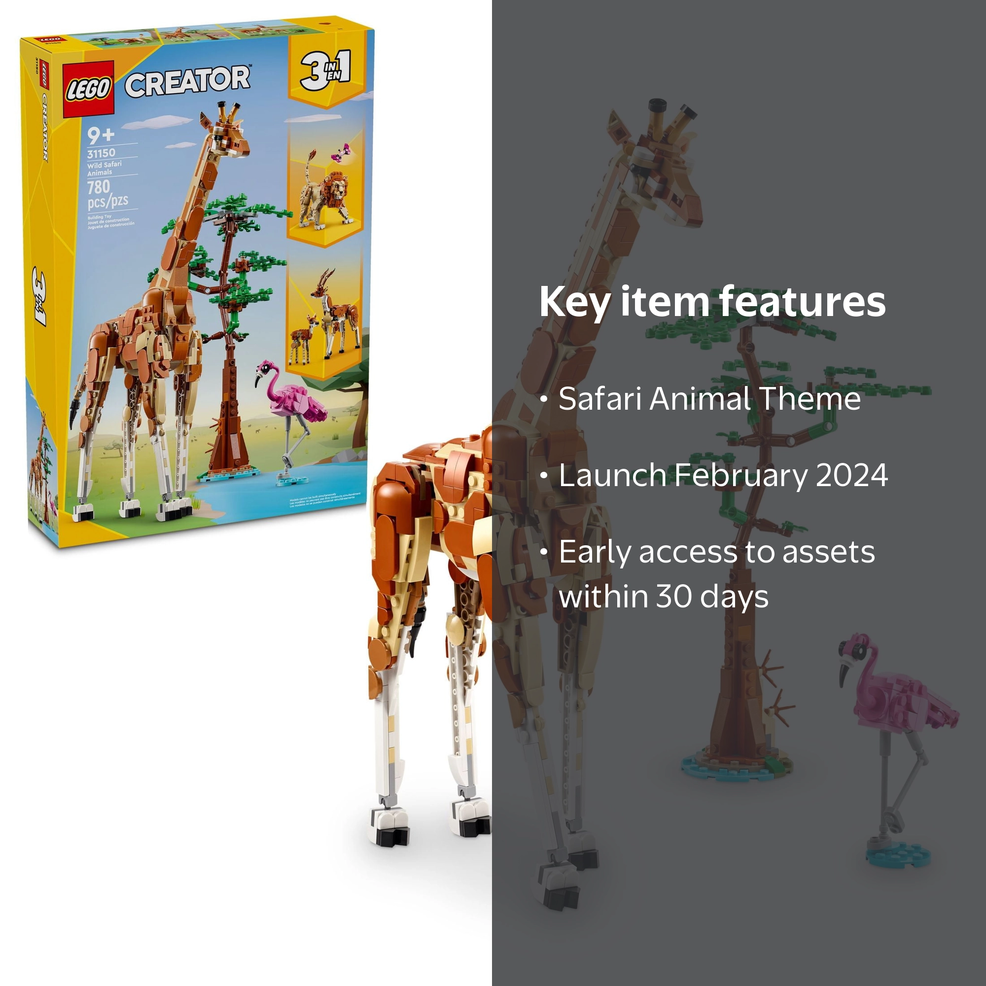 Free Shipping! LEGO Wild Safari Animals 3 in 1 Building Set for
