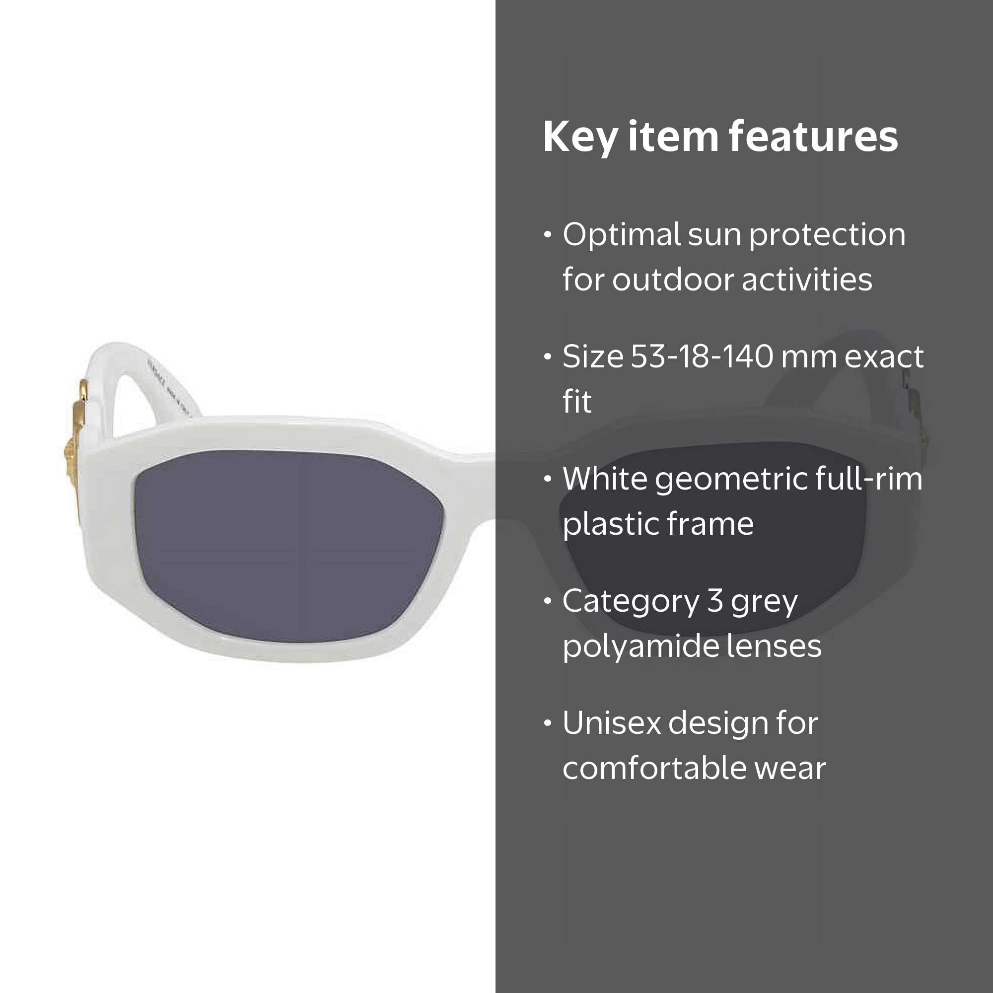 Versace 4361 Sunglasses 401/87 White - Walmart.com