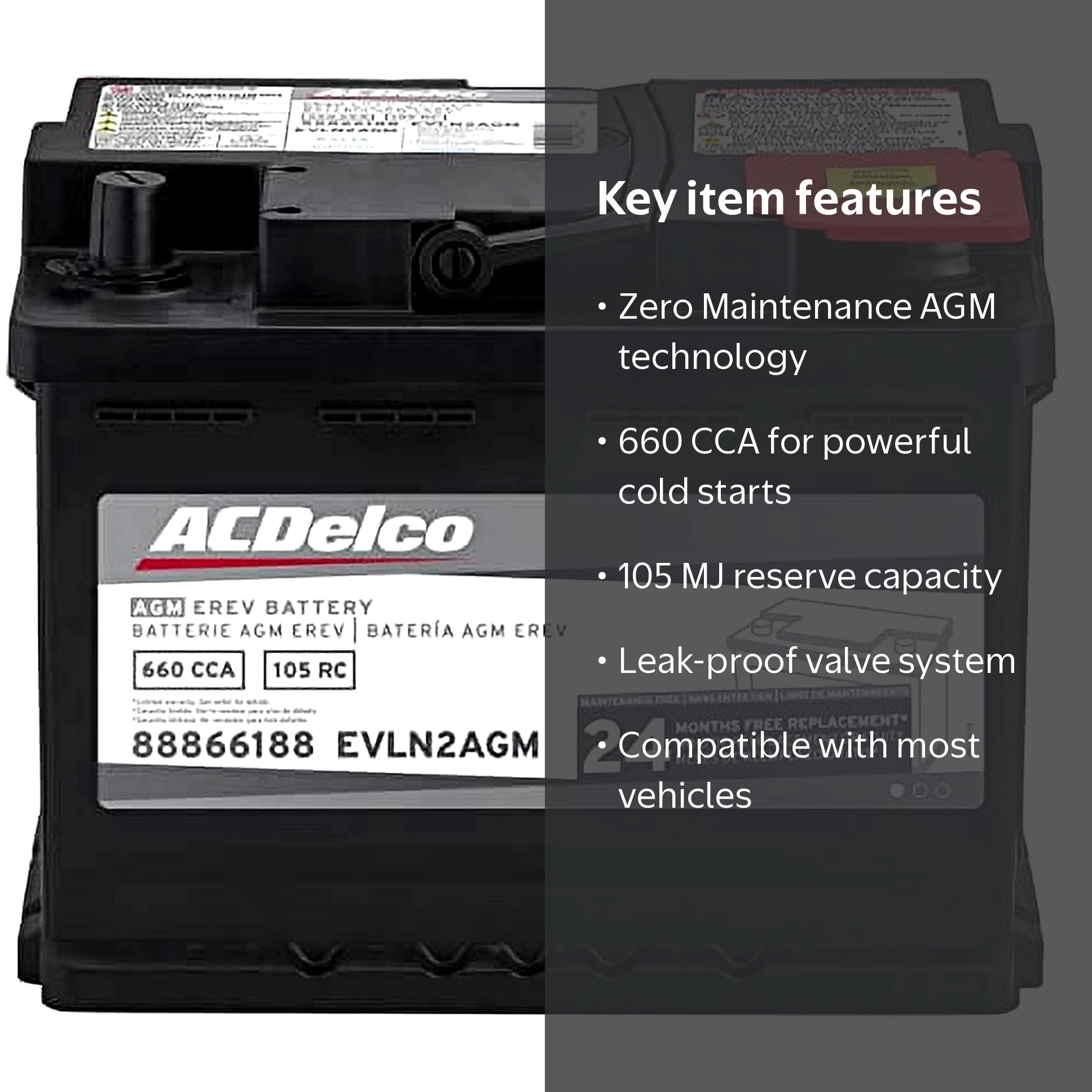 ACDelco 365LN2 バッテリー 500CCA 60AH k2-_69fff5e1-29aa-44ab-8141-