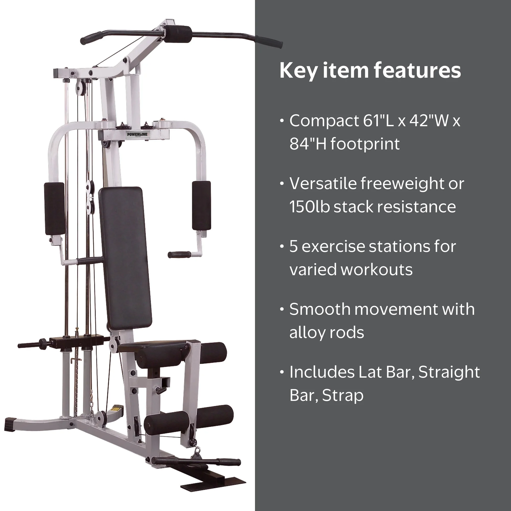 Powerline PHG1000X Home Gym with Multi-Station, Leg Extension/Curl