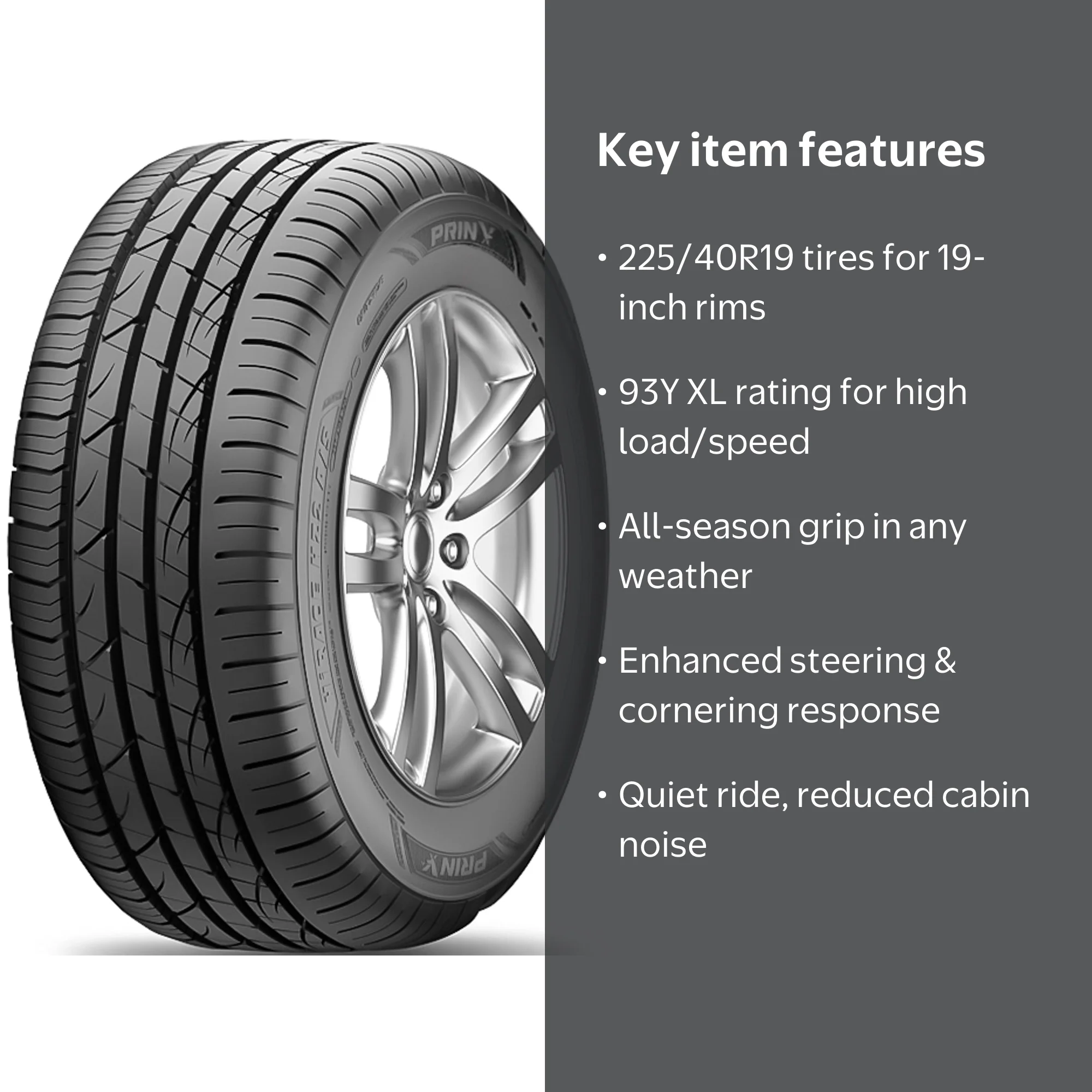 Prinx HiRace HZ2 A/S 225/40R19, High Performance All Season Tire