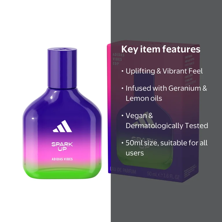 Adidas Vibes Spark Up Eau de Parfum, Long Lasting Fragrance, Black