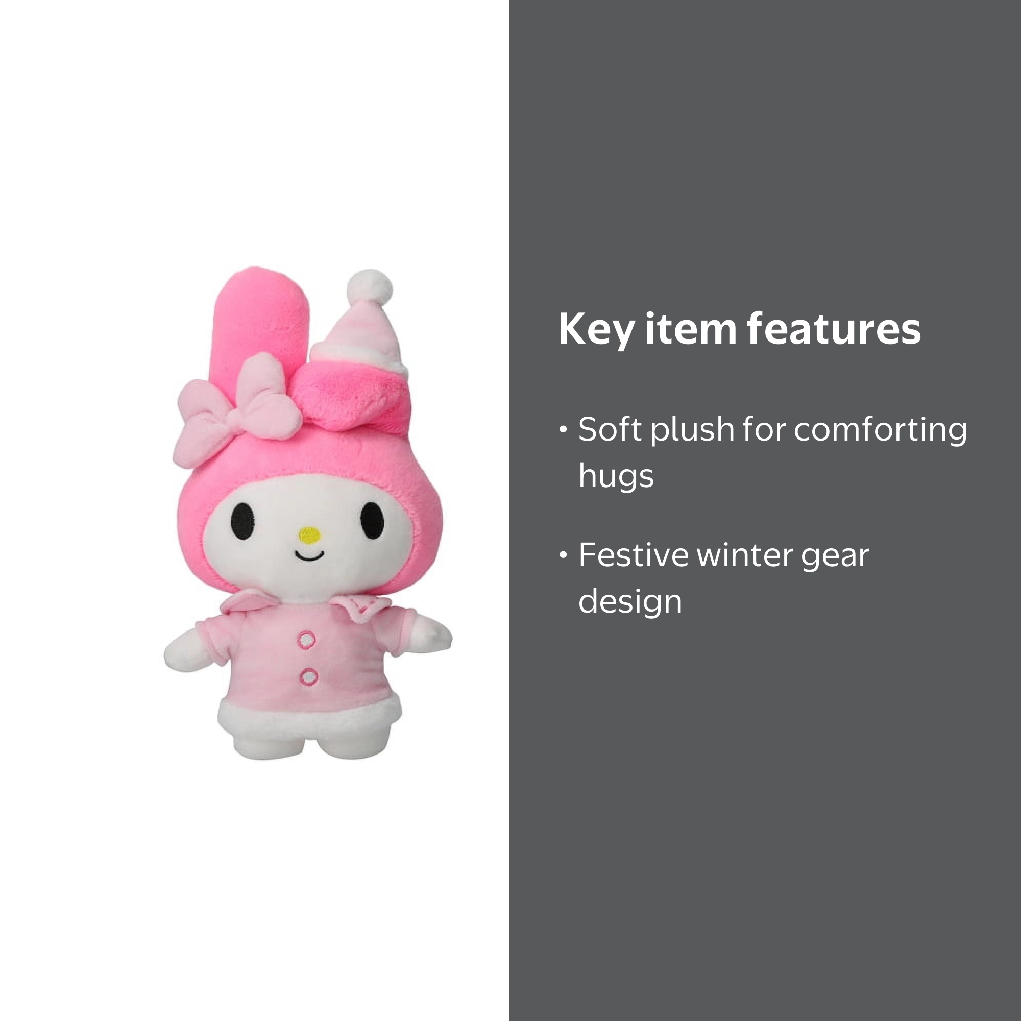 Sanrio My Melody Holiday Plush, 12-Inch Pink Outfit Doll
