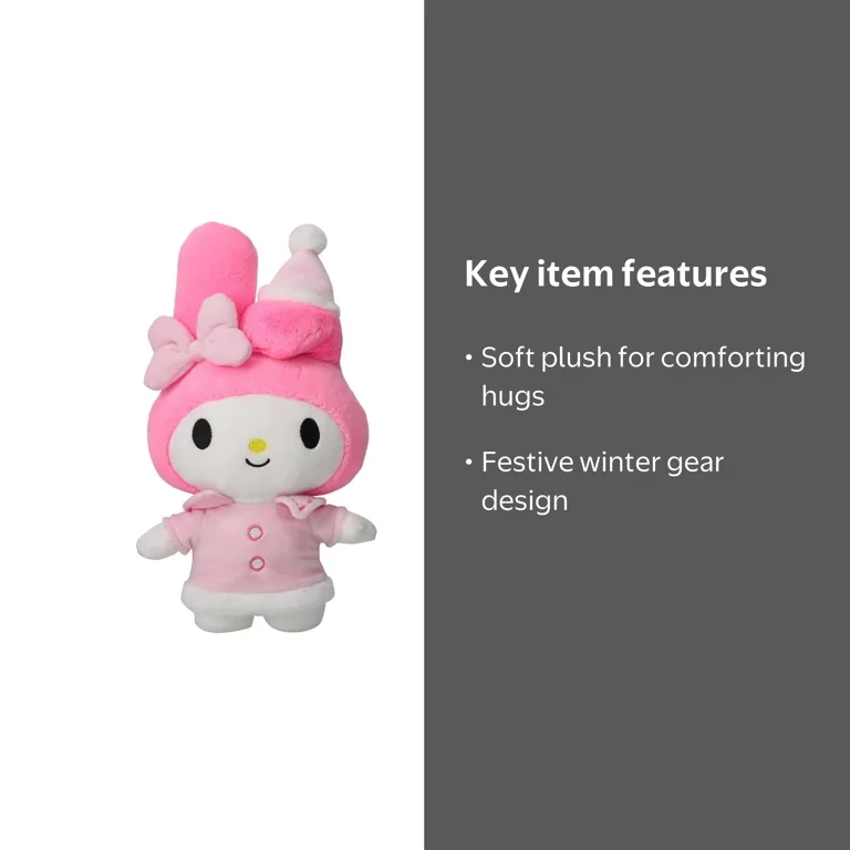 Sanrio My Melody Holiday Plush, 12-Inch Pink Outfit Doll