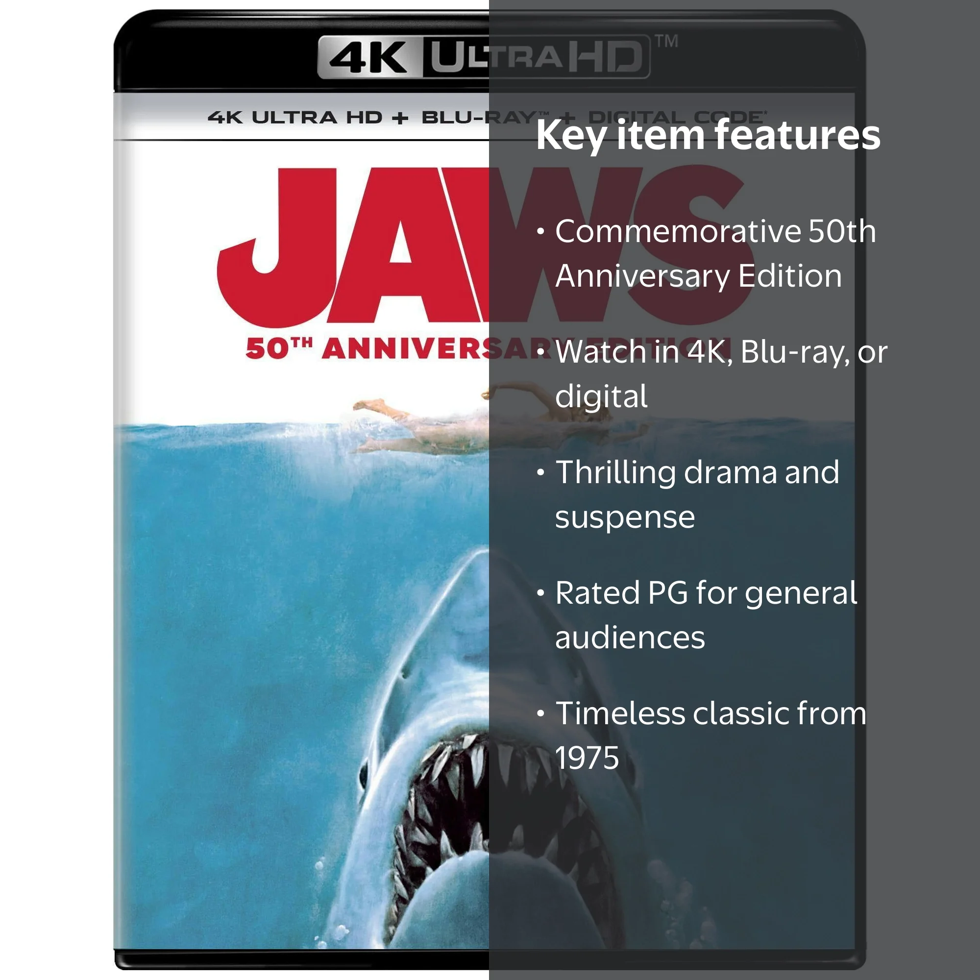 Jaws 50th Anniversary Edition 4K Ultra HD + Blu-ray + Digital Copy