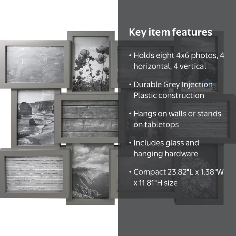 Mainstays 12-Opening 4x6 Linear Grey Collage Picture Frame (Holds