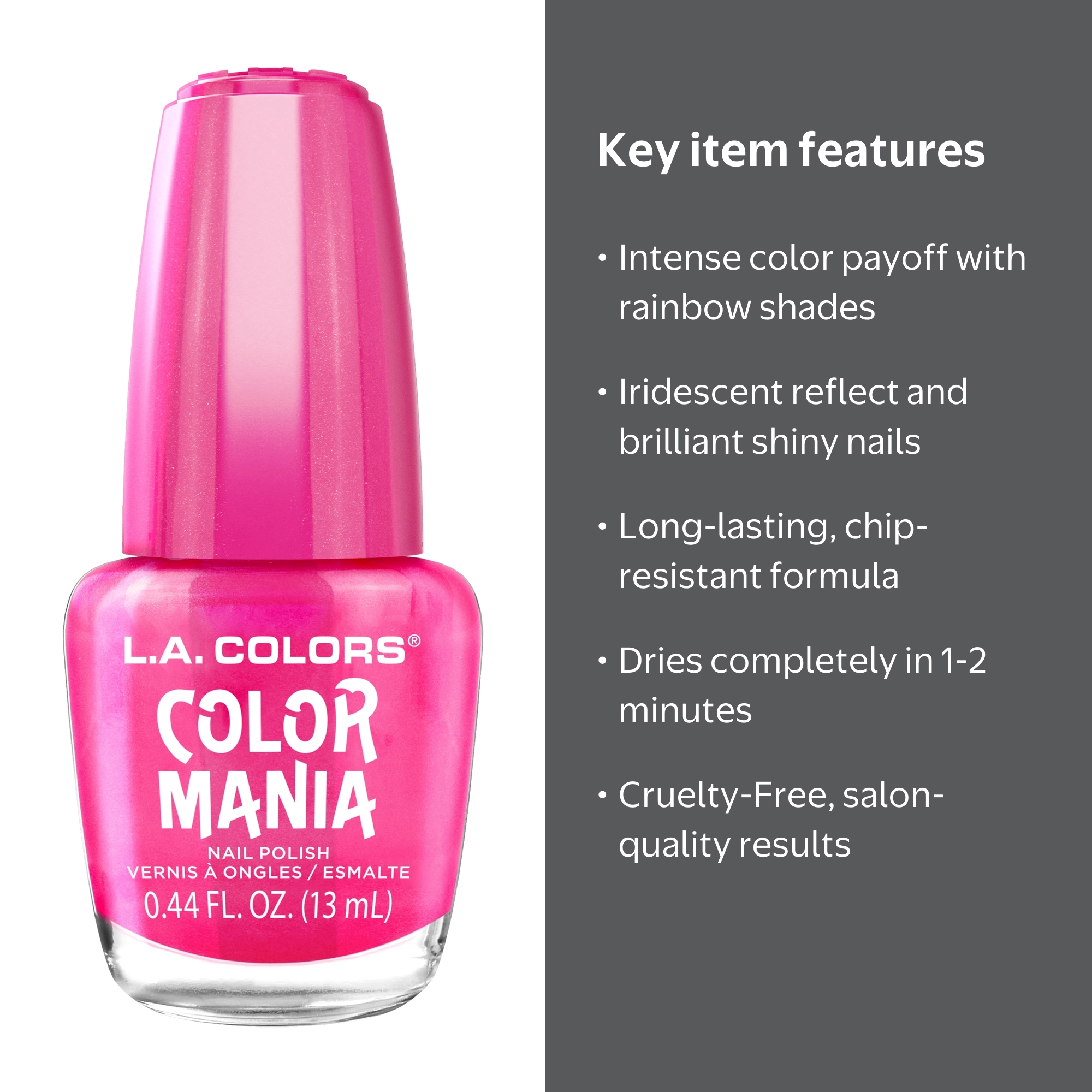 L.A. COLORS Color Mania Nail Polish, Weekendz, High Shine, Long