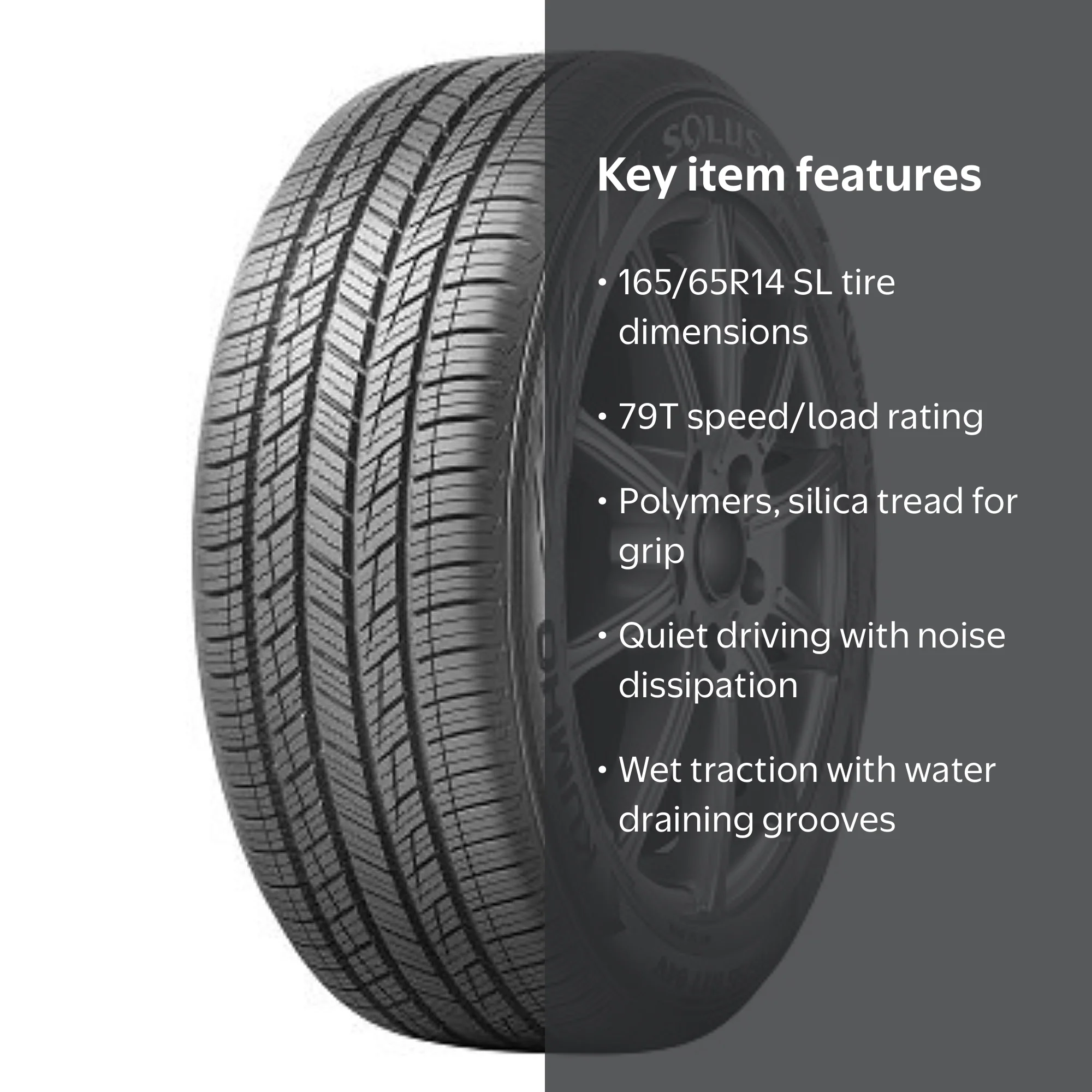 Kumho Solus TA51a 165/65R14 79T Tire, All Season, Grand Touring