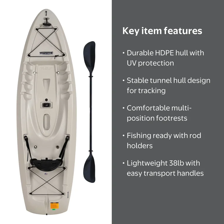 Lifetime Hydros Angler 8 ft Sit-on-Top Fishing Kayak, Gray