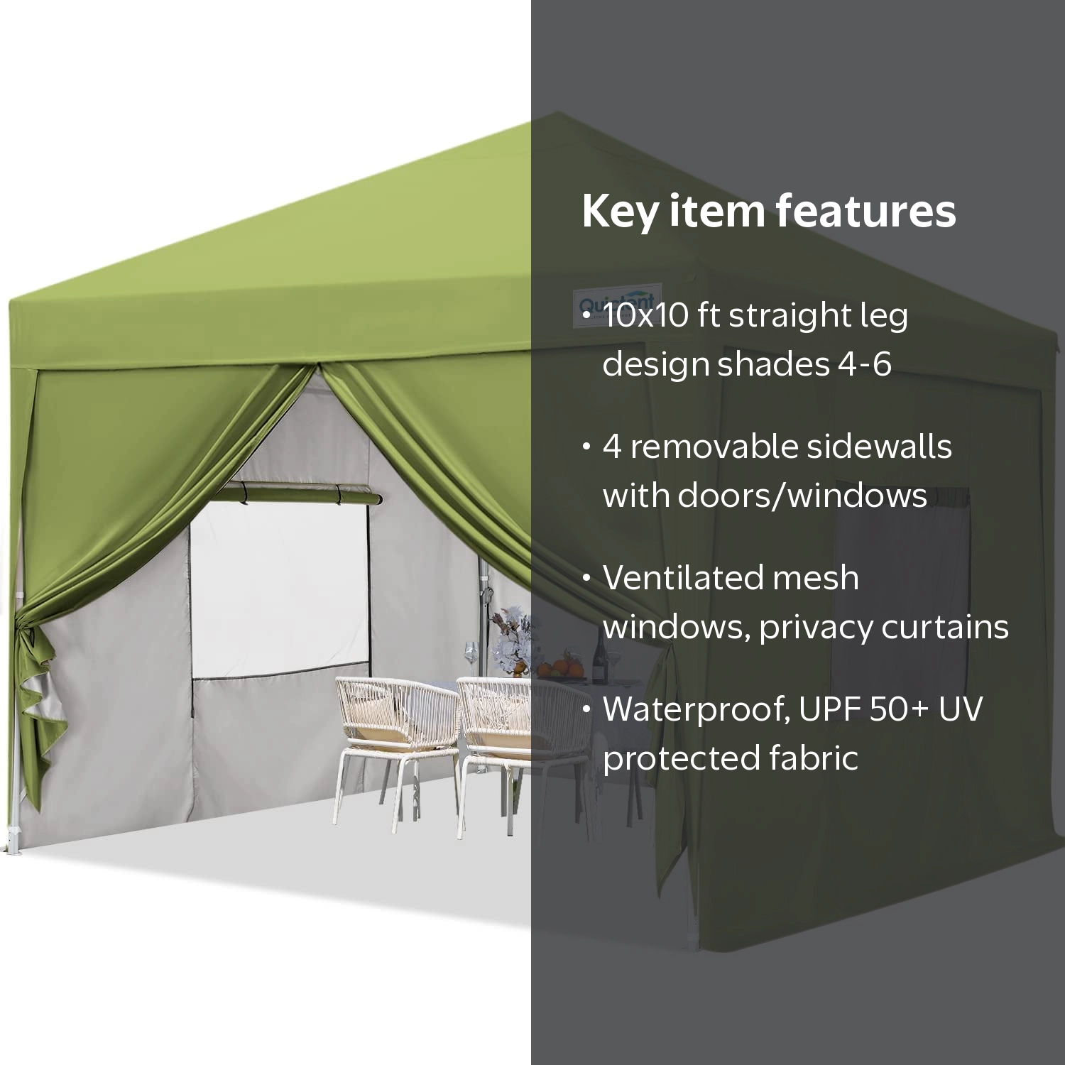 Quictent, Privacy 10x10 EZ Pop up Canopy Tent, Green - Walmart.com