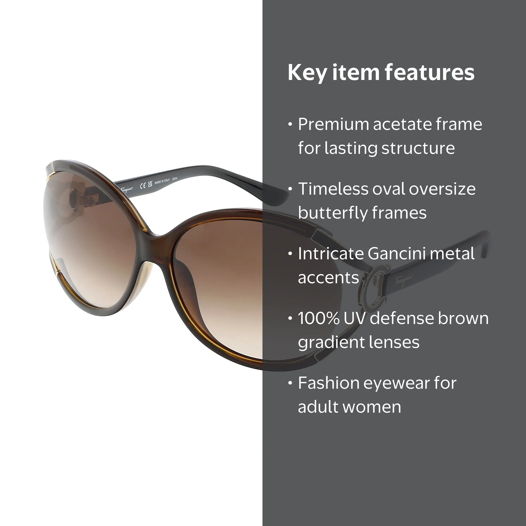 Salvatore Ferragamo Women's SF600S 220 Oval Sunglasses - 100% UV
