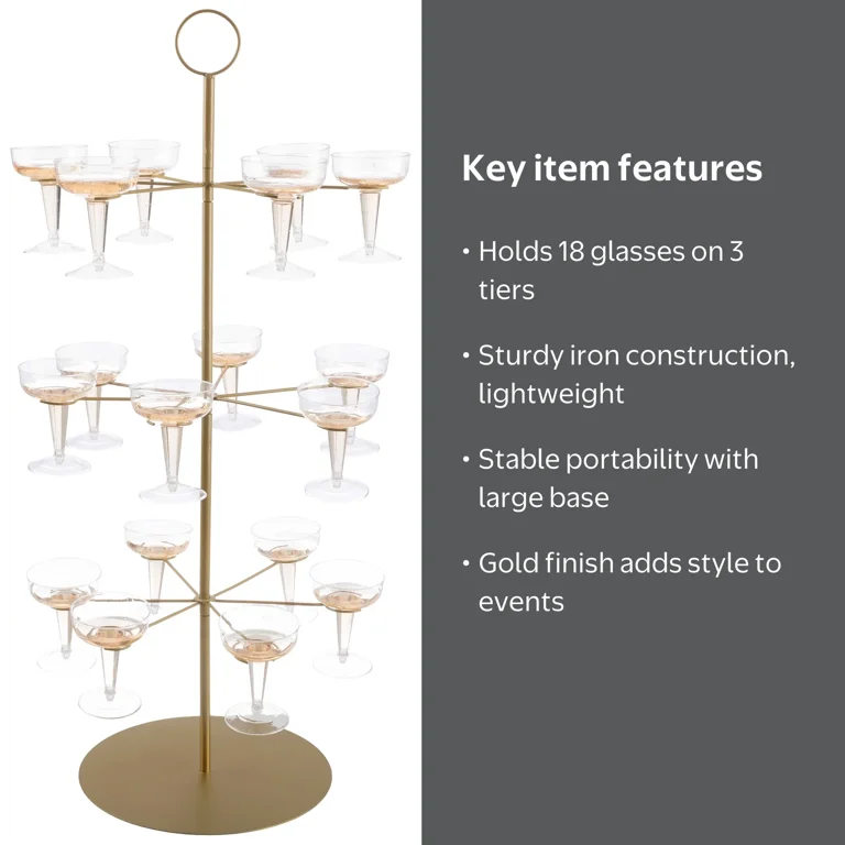 Lavish Home 3-Tier Cocktail Tree Stand - Champagne Tower Holds 18