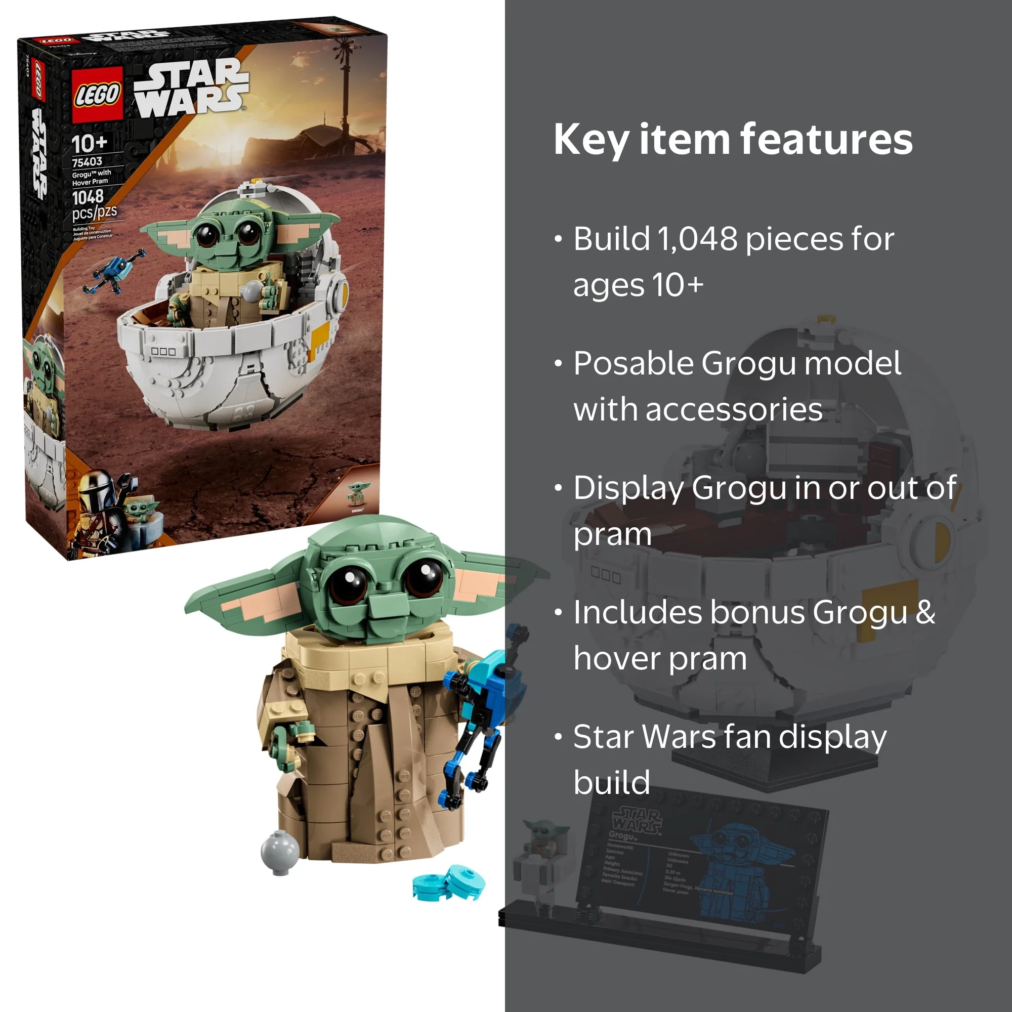 ss☆12 LEGO, Star Wars Grogu with Hover Pram Building Toy Set - 75403