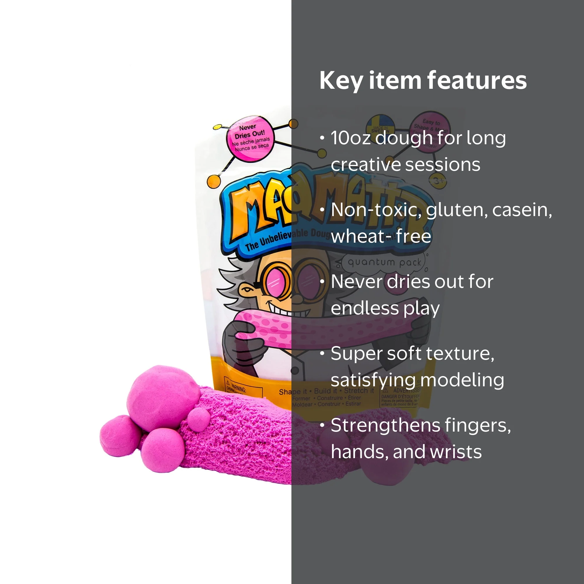 Mad Mattr Super Soft Sensory Modeling Dough 10oz. (Pink), Arts and